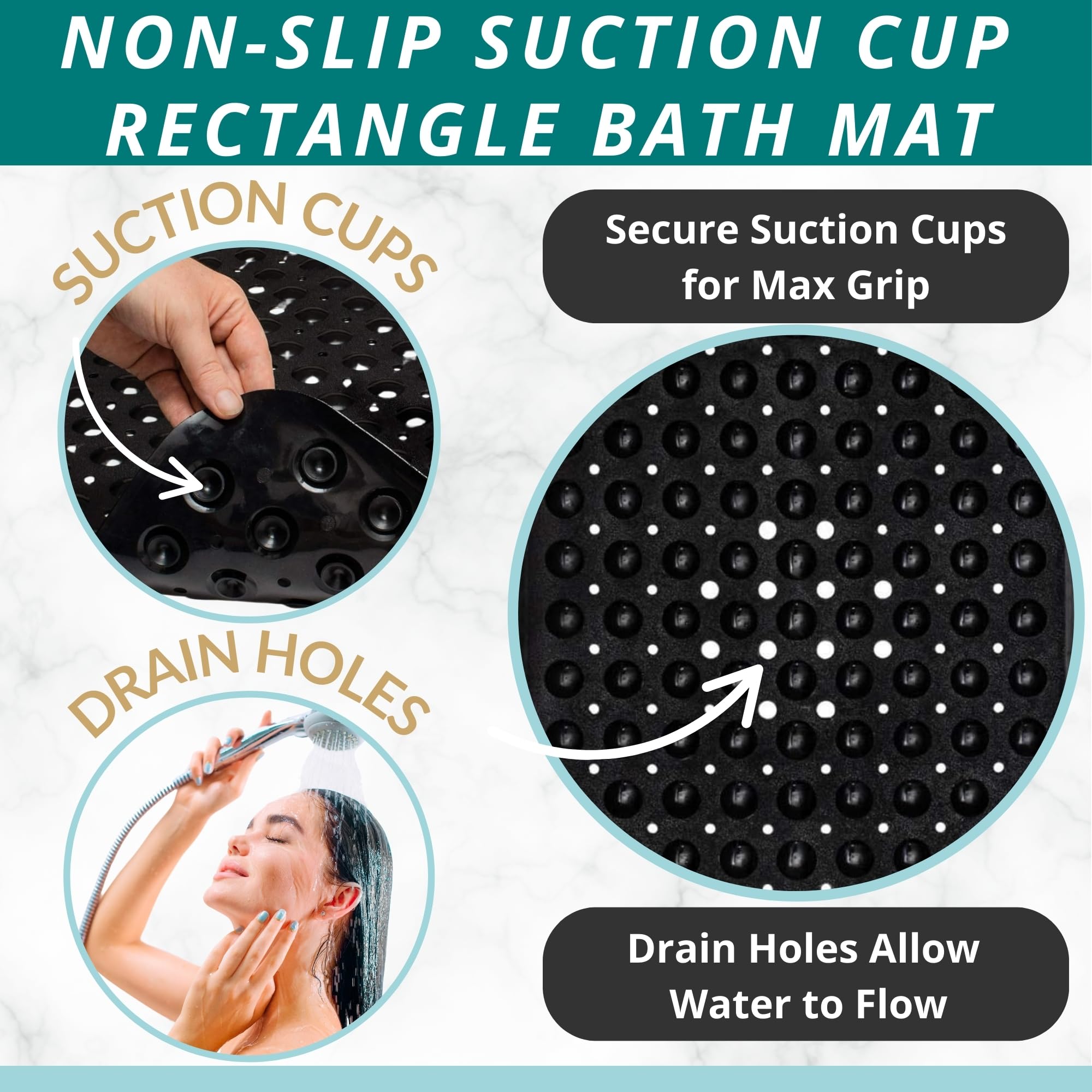 Non Slip Bath & Shower Mat 40x16 Extra Long