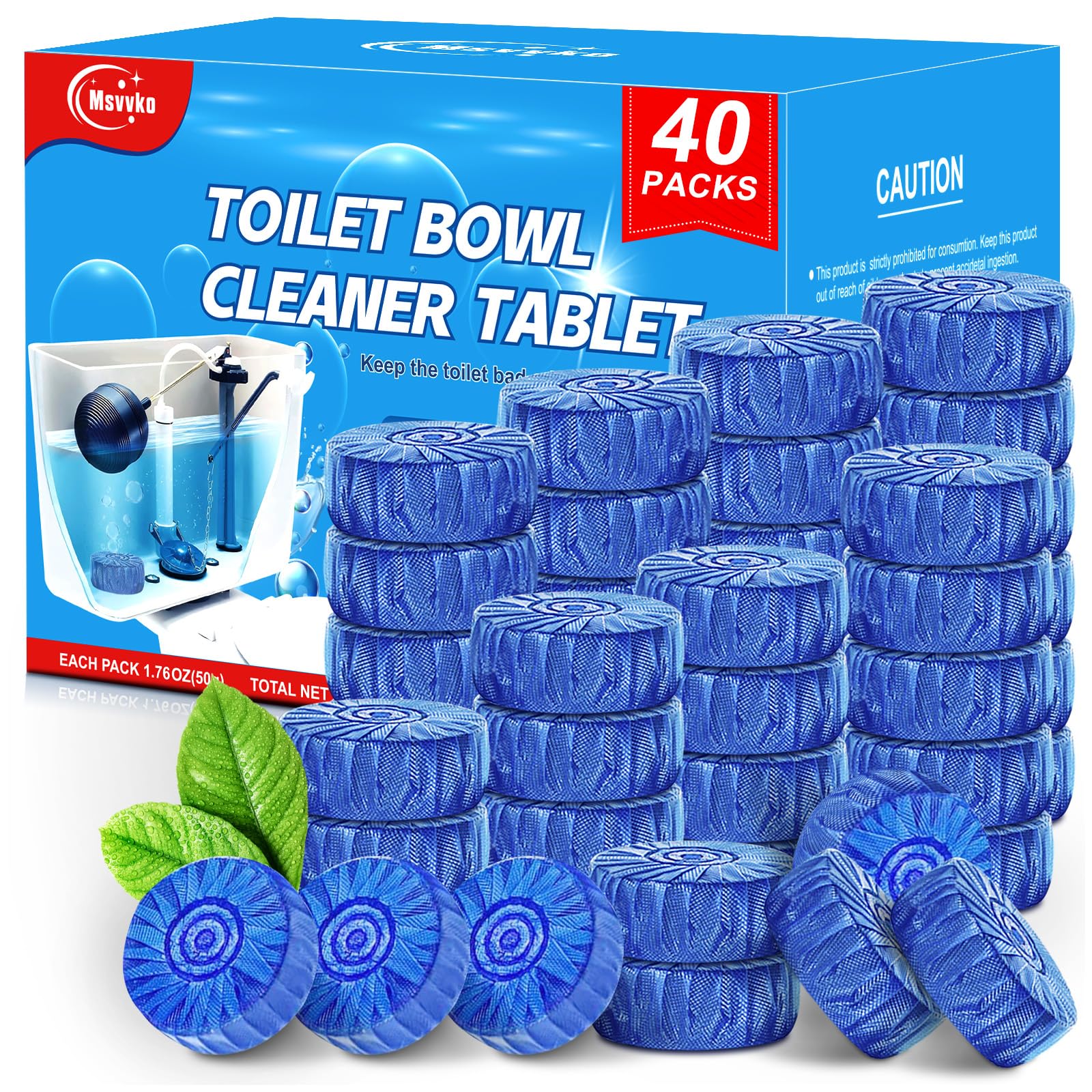 Toilet Bowl Cleaner Tablets 40 Pcs (40 Count)