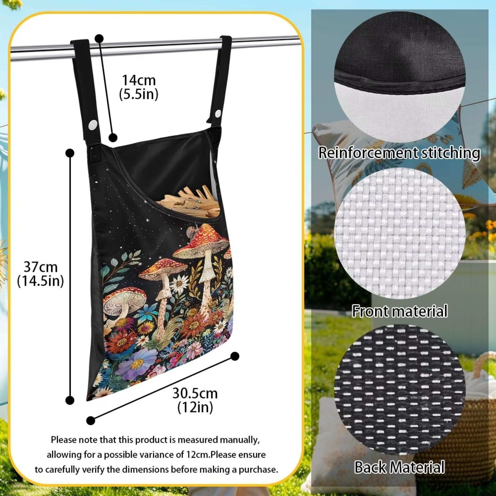Mushroom Clothespin Storage Hanger Bags Laundry Clothespin Bag