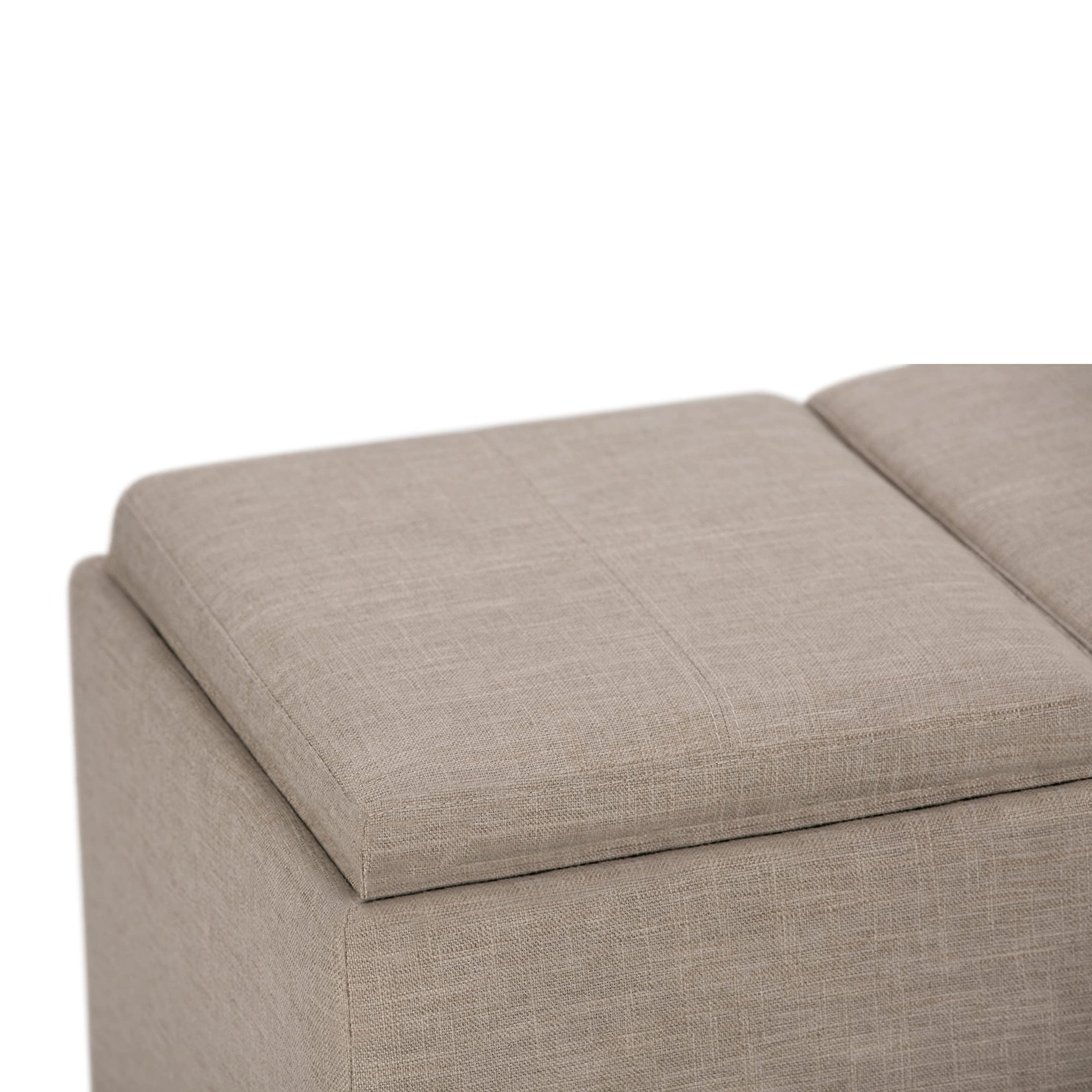 Avalon 42" Wide Linen Look Fabric Storage Ottoman in Natural