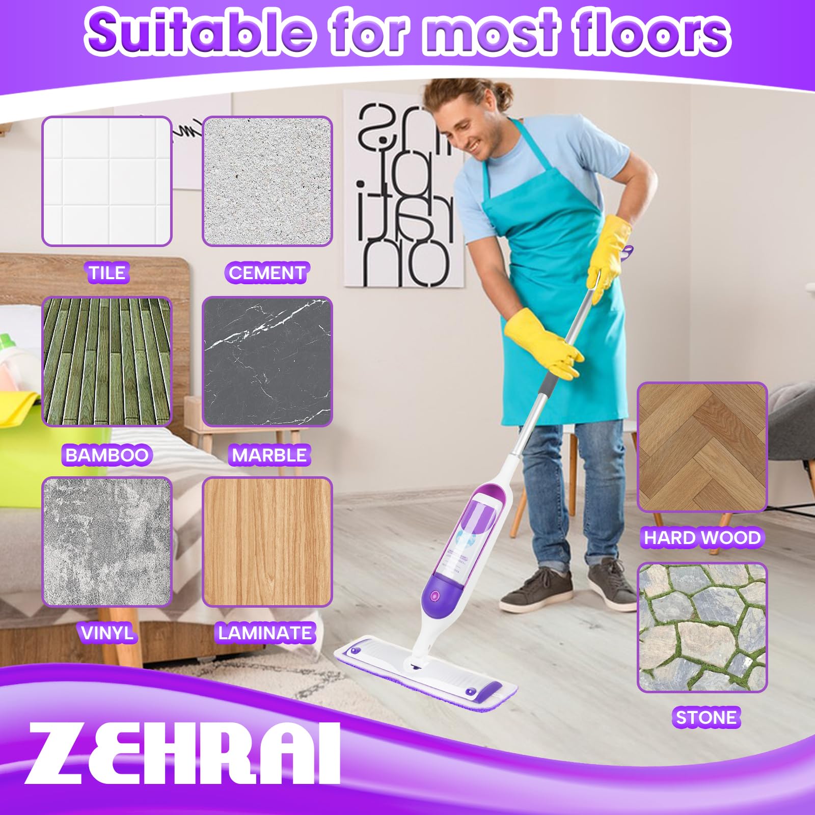 Microfiber Mop Pads 6 Pack for Swiffer PowerMop 13 (6 Count)