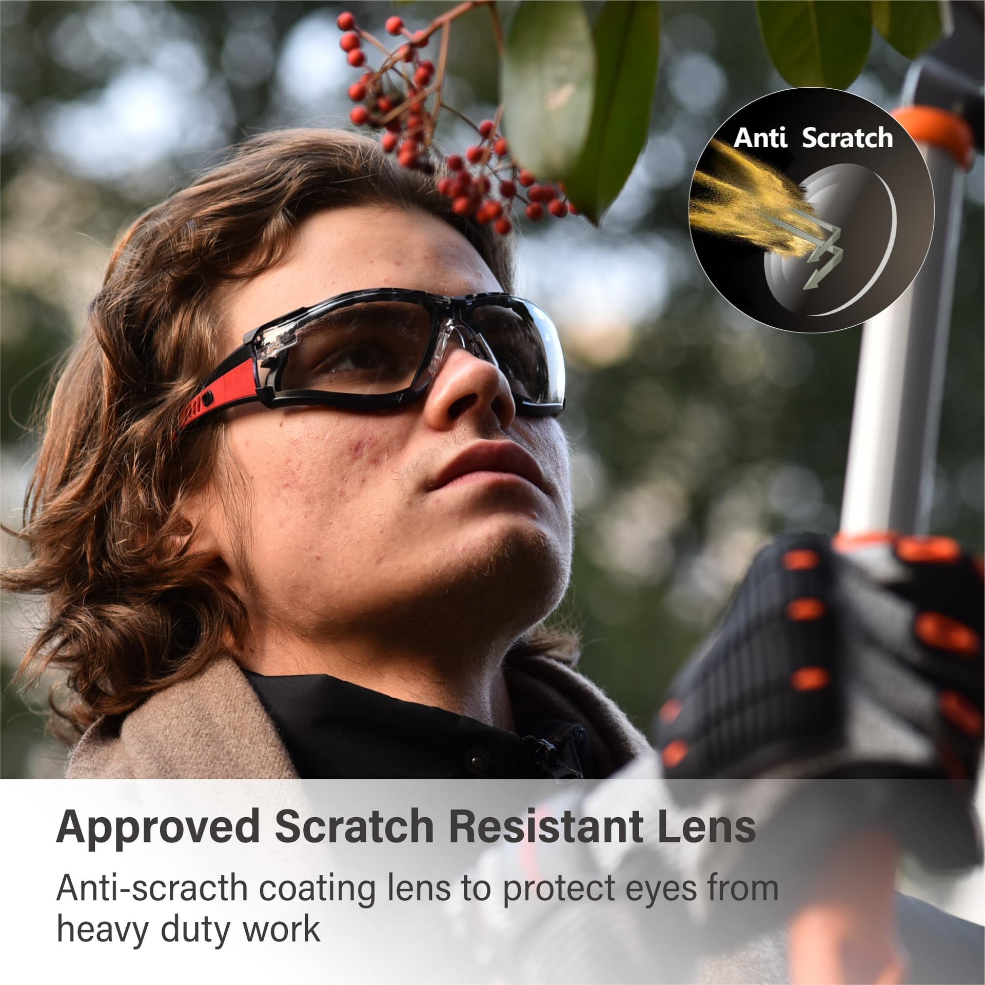 Safety Glasses Anti Fog Scratch Resistant ANSI Z87.1 CE Protective Eyewear with Foam Gasket Adjustable Strap