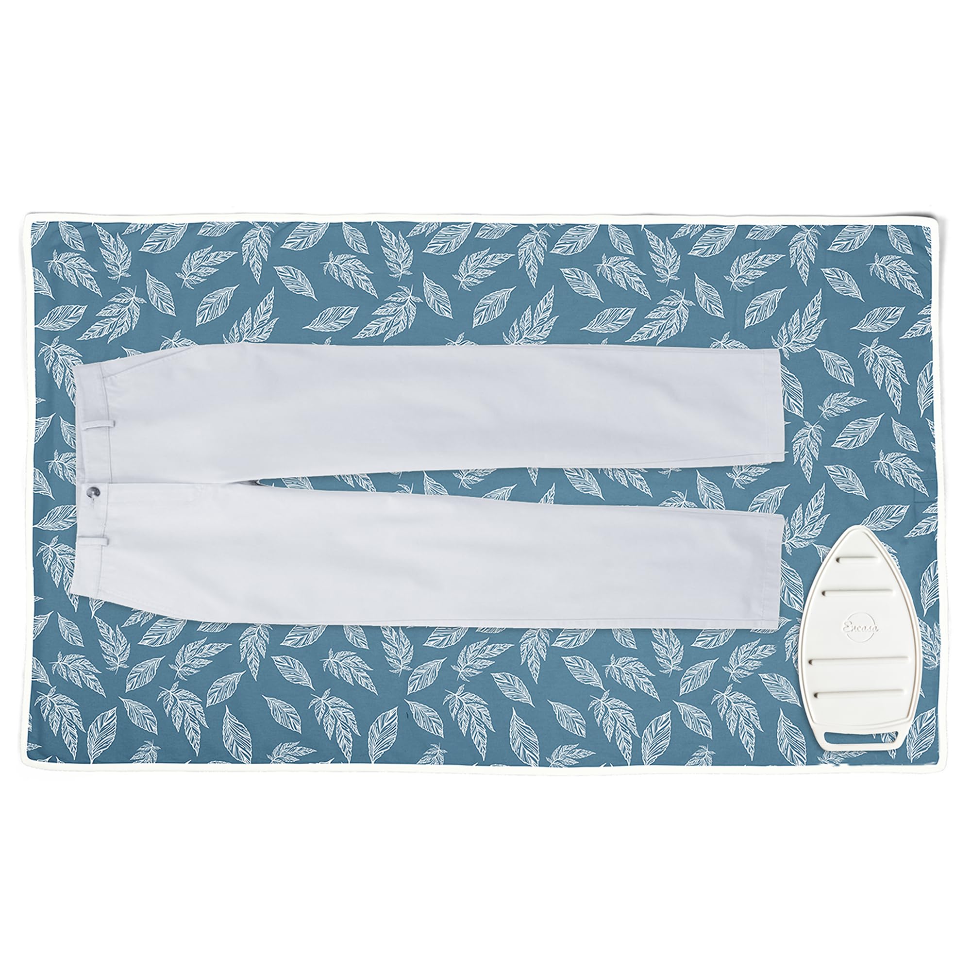 Ironing Mat Heat Resistant Pad 48"x28" Big Leaves Blue