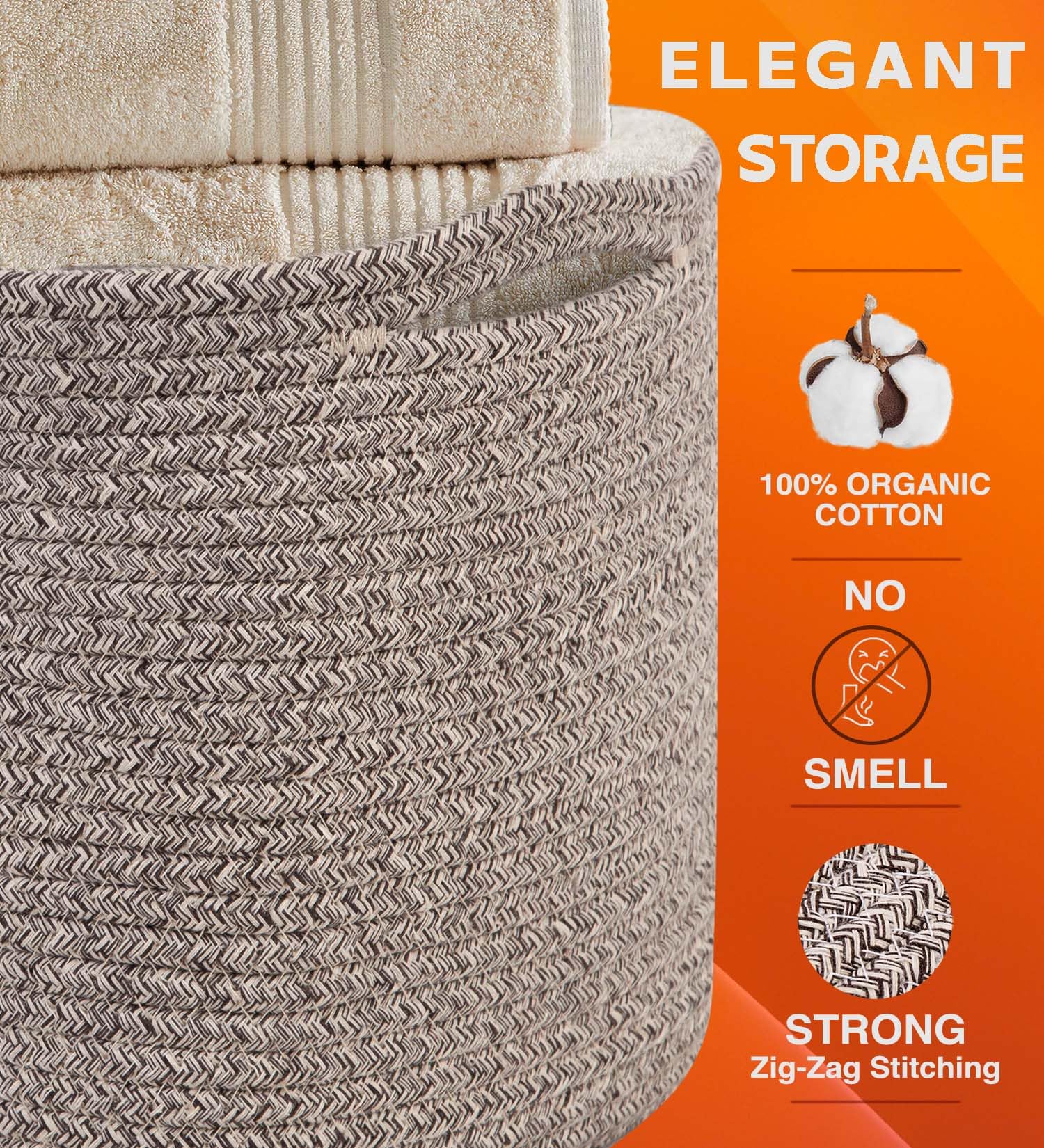 Cotton Rope Baskets for Organizing (3 Count)