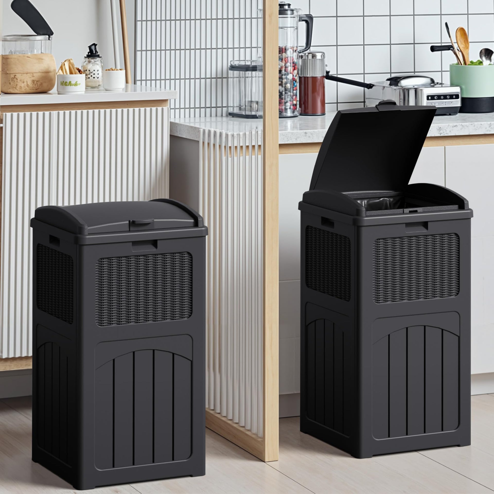 33 Gallon Outdoor Trash Can with Dual Lid (2 Count)