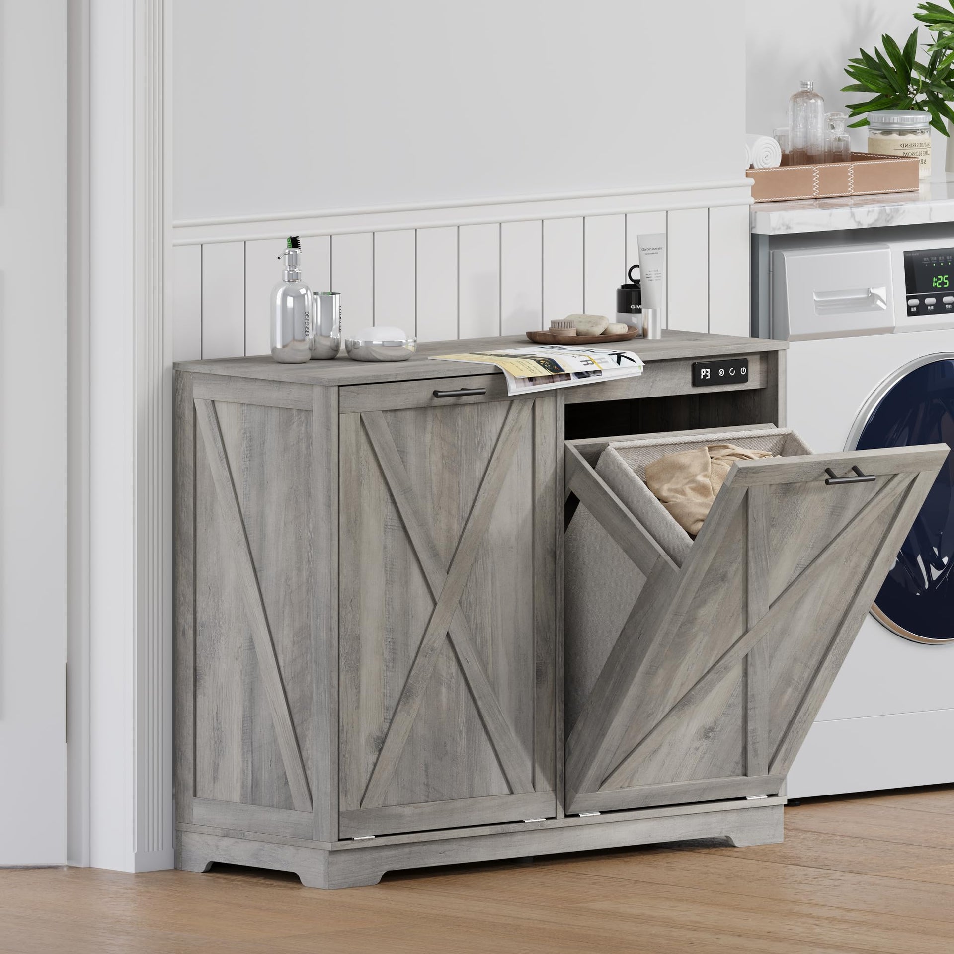 Tilt Out Trash Can Cabinet for 2 Bins