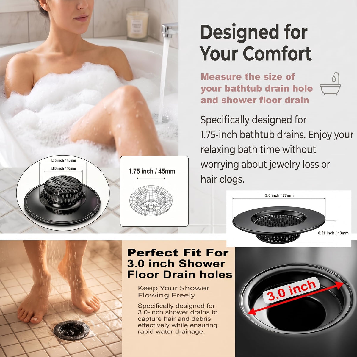 1.75" Tub Drain Strainers (2 Count)