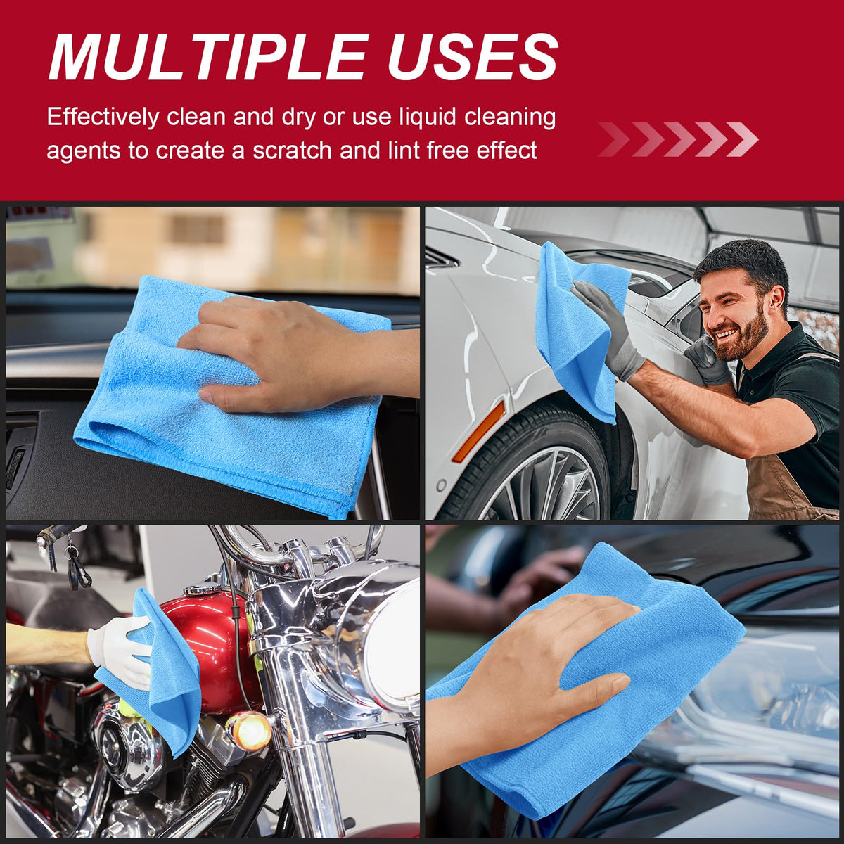 200 Pcs Microfiber Cleaning Cloth 16x16 Inch Microfiber Towels for Car Ultra Absorbent Cleaning Rags Reusable Lint Free Streak Free Detailing Towel for Car Washing Drying Dusting (200 Count)