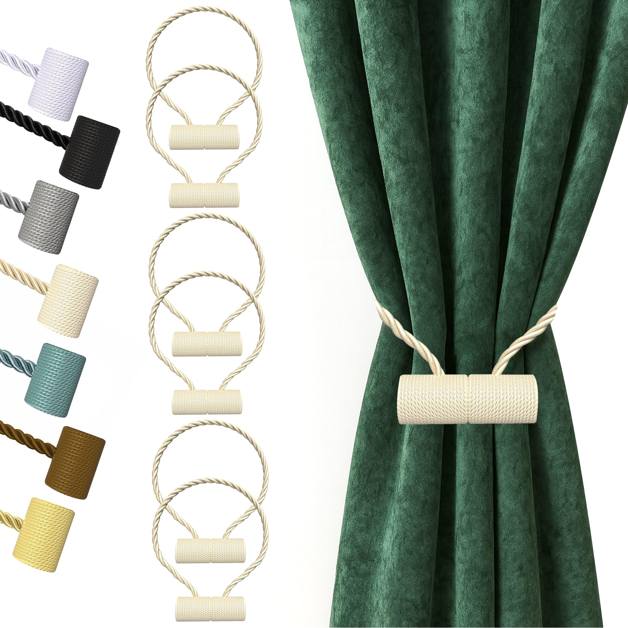 Magnetic Curtain Tiebacks Beige 6pcs