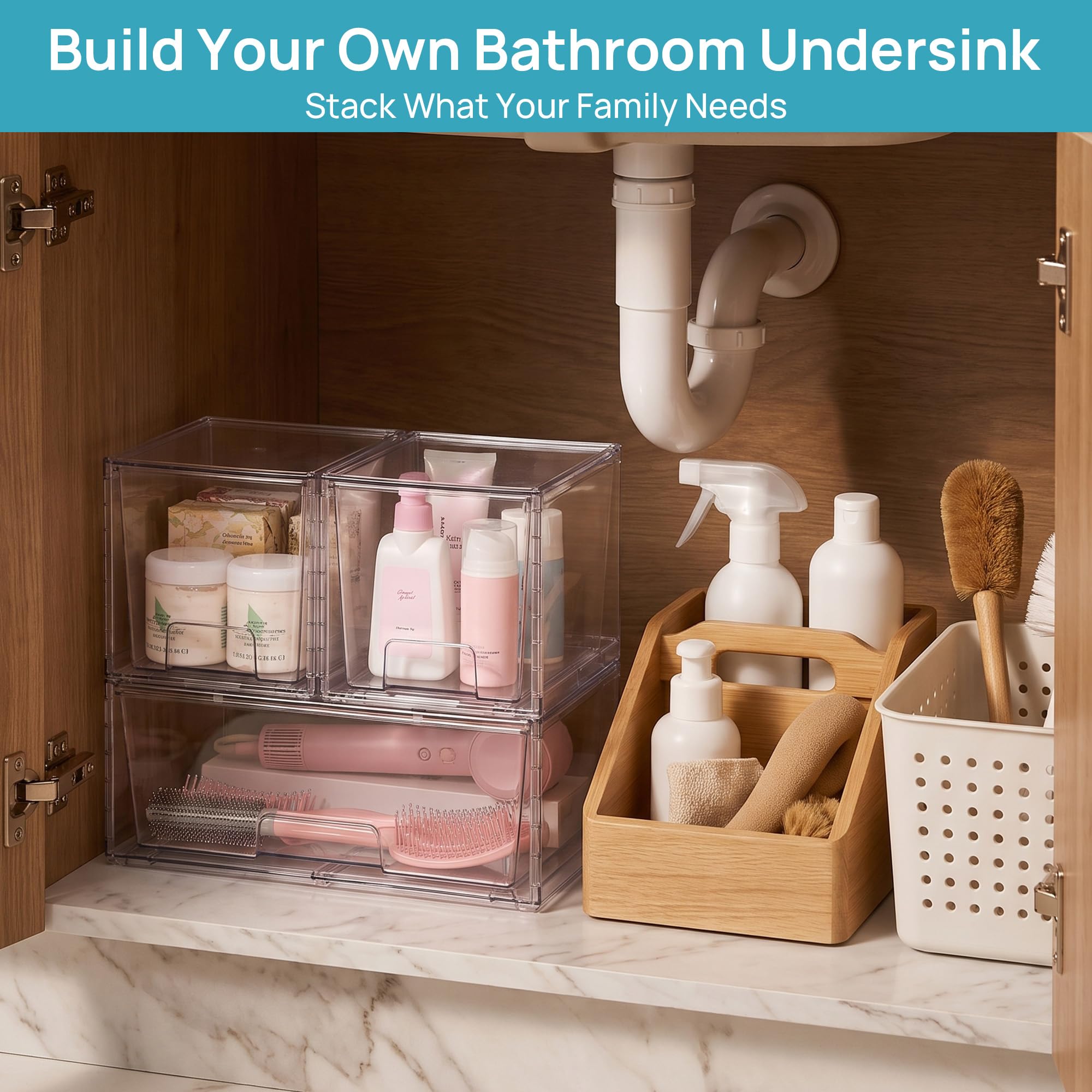 Clear Stackable Storage Drawers (3 Count)