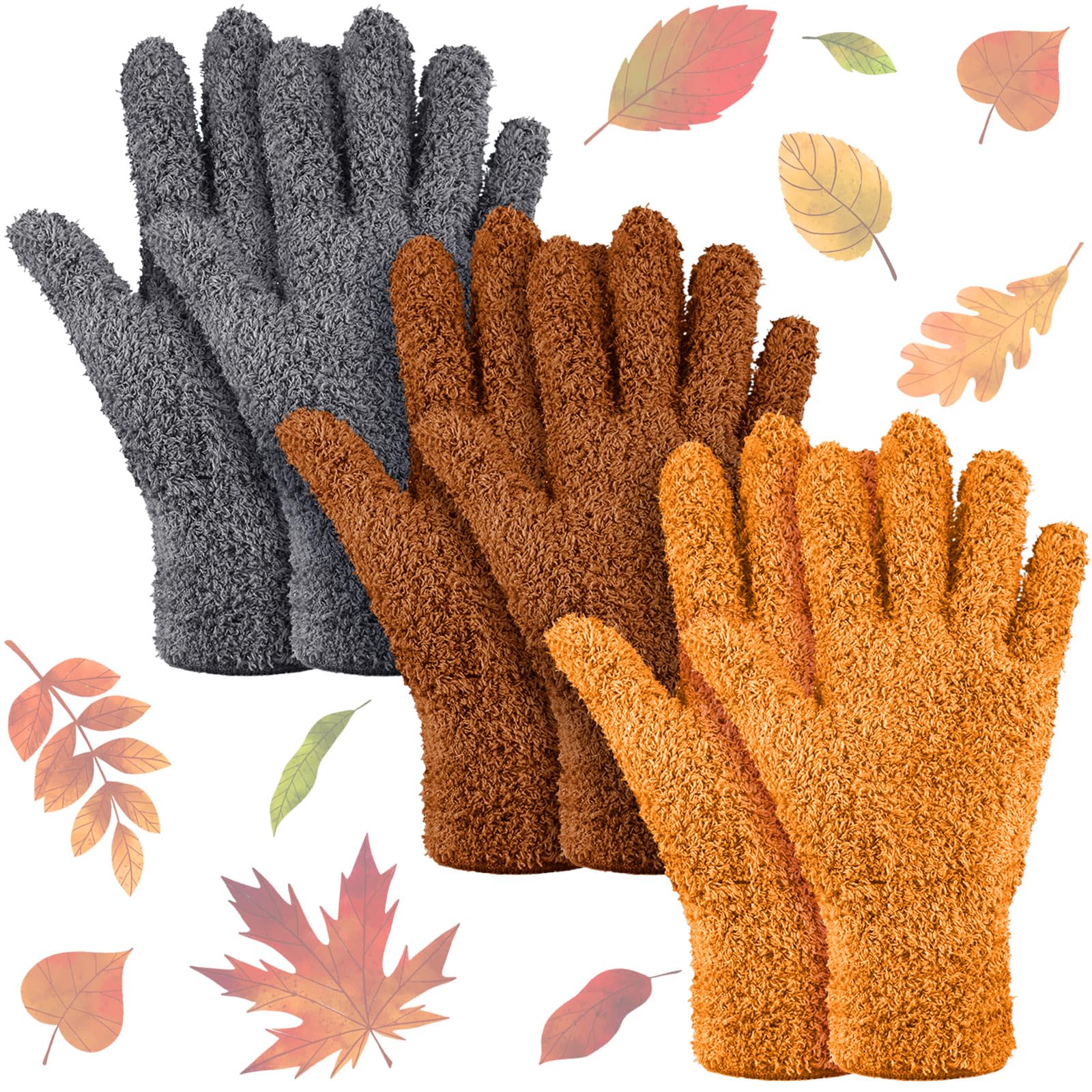 3 Pairs Microfiber Dusting Gloves for Plants Leaf (3 Count)