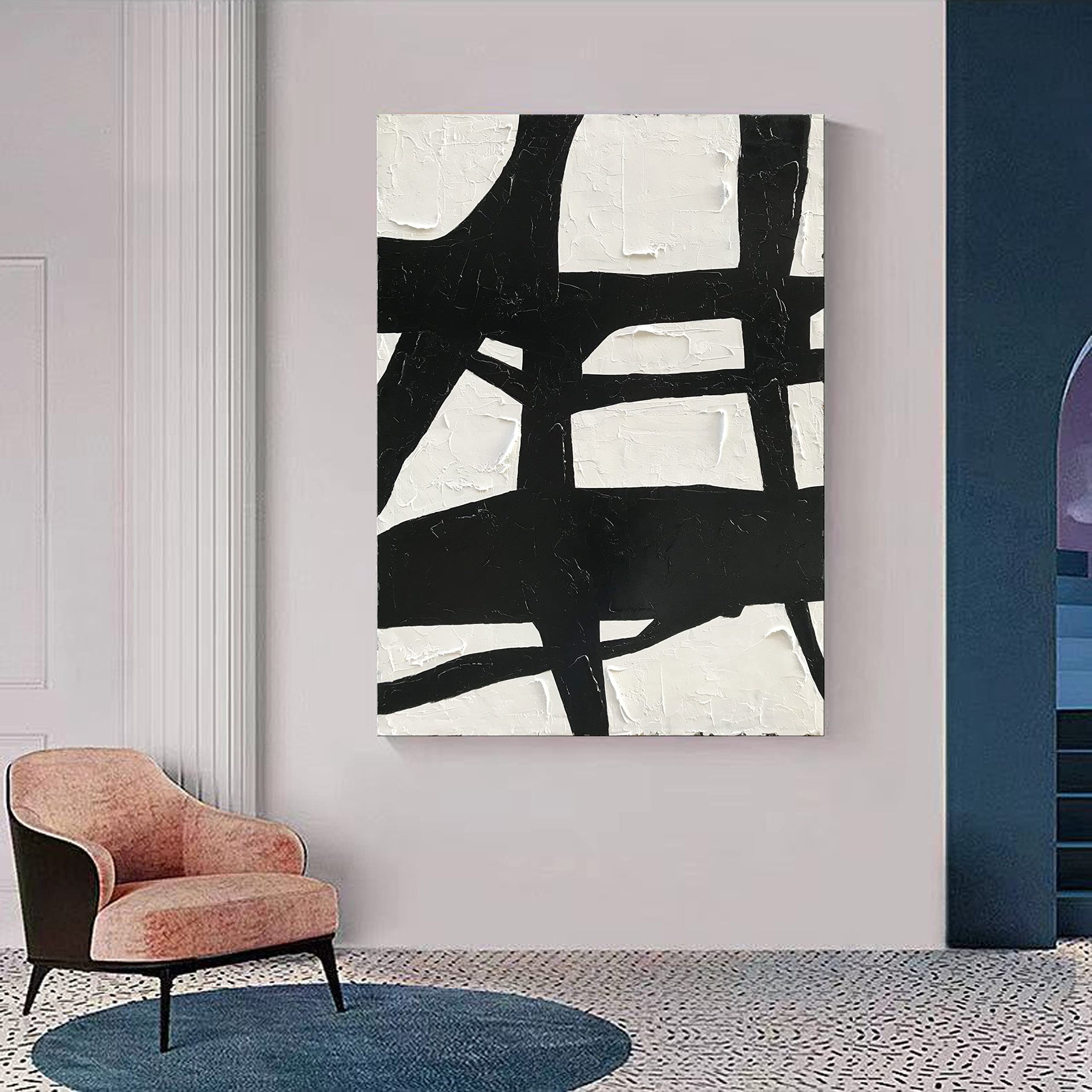 Art Hand drawn contemporary minimalist style oil painting