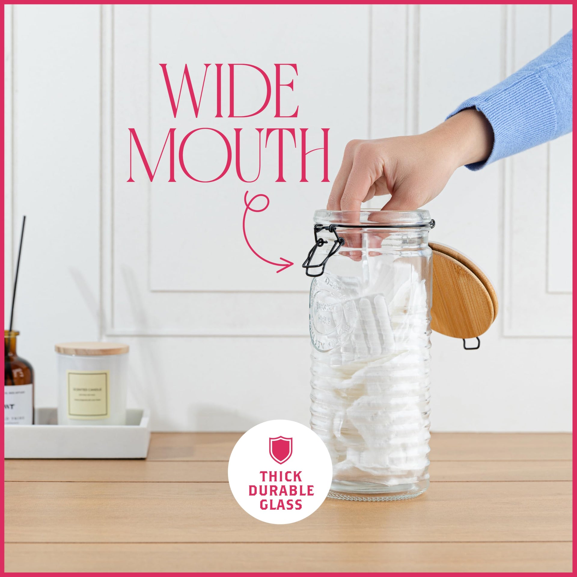 Tall Glass Pasta Storage Containers with Airtight Clasp Lids
