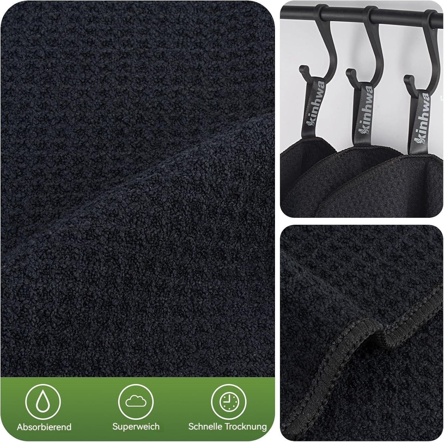 Waffle Microfiber Dish Cloths Black Kitchen Towels (10 Count)