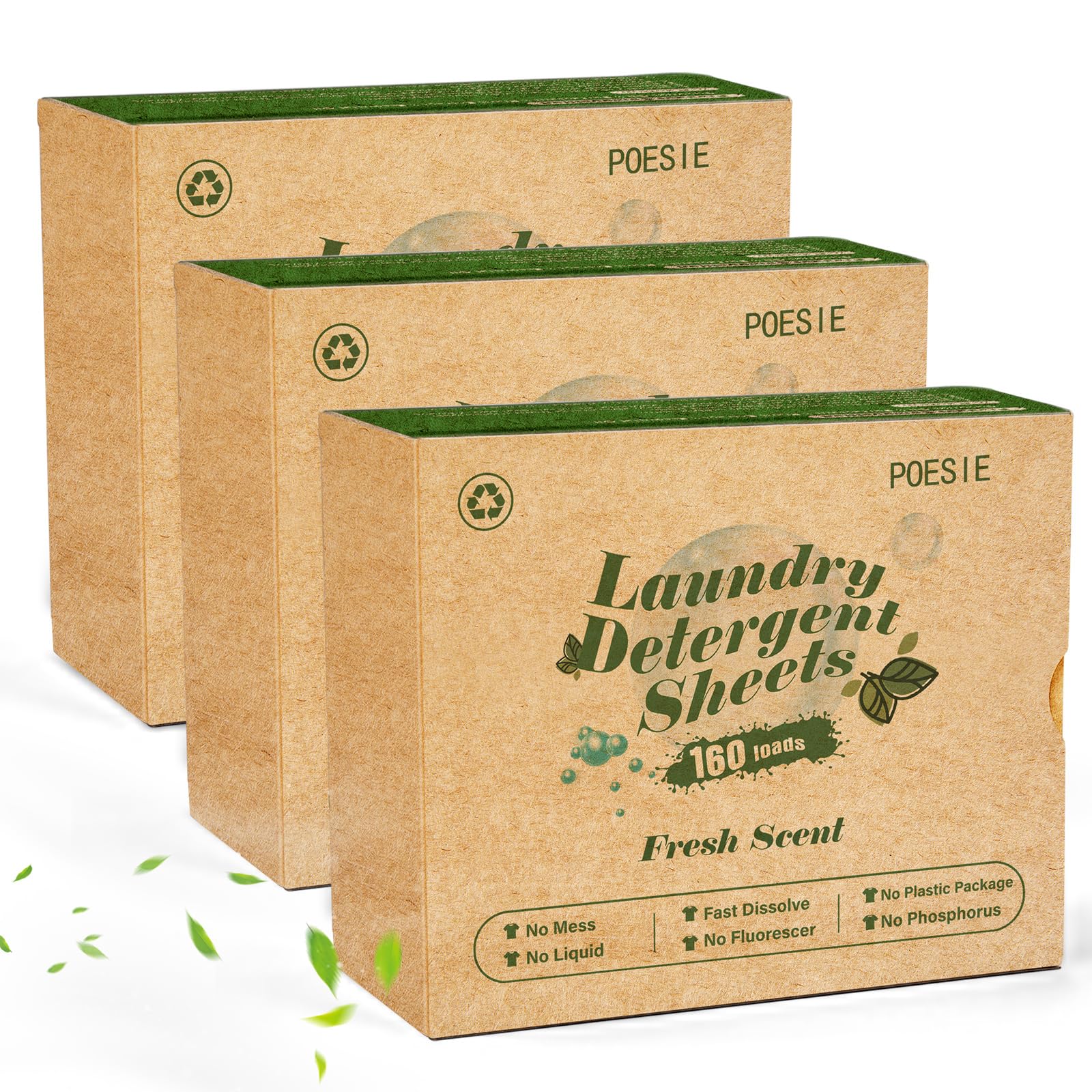 Laundry Detergent Sheets 3 Pack 480 Sheets 240 Loads Laundry Detergent for Travel Home Save Space Portable Laundry Strips Hypoallergenic Concentrated Soap Washing HE Fresh Scent (480 Count)