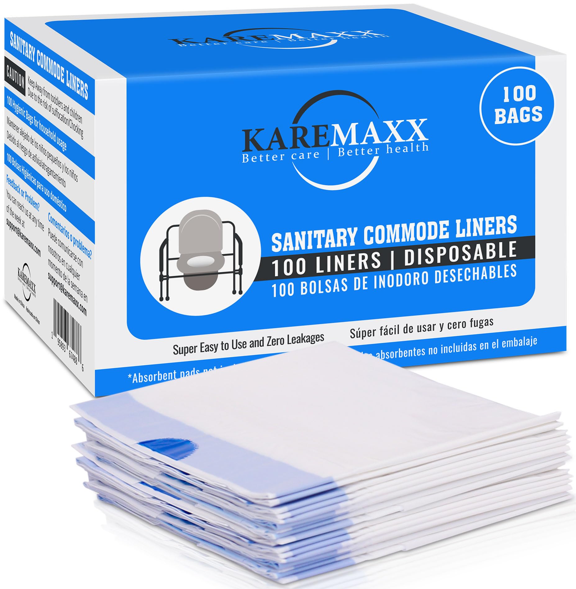 100 Bedside Commode Liners Bags for Commode Toilet (100 Count)