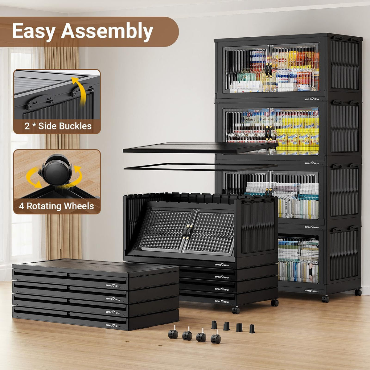 800Qt Extra Large Stackable Storage Bins with Lid (4 Count)