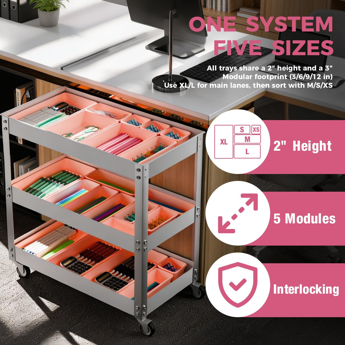 48PCS & 5 Sizes ] Tool Box Organizer Tray (48 Count)