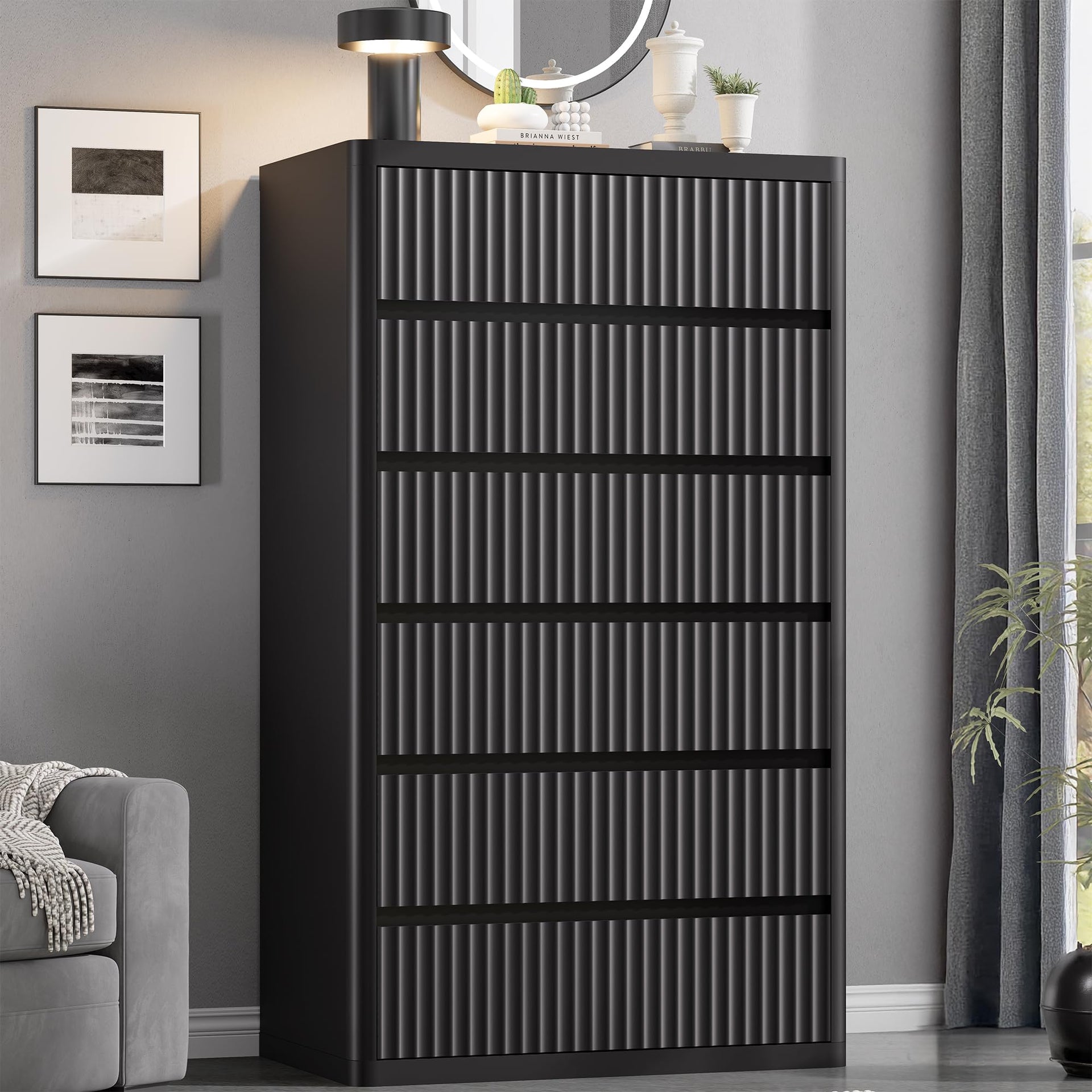 Black 56" Tall Dresser for Bedroom