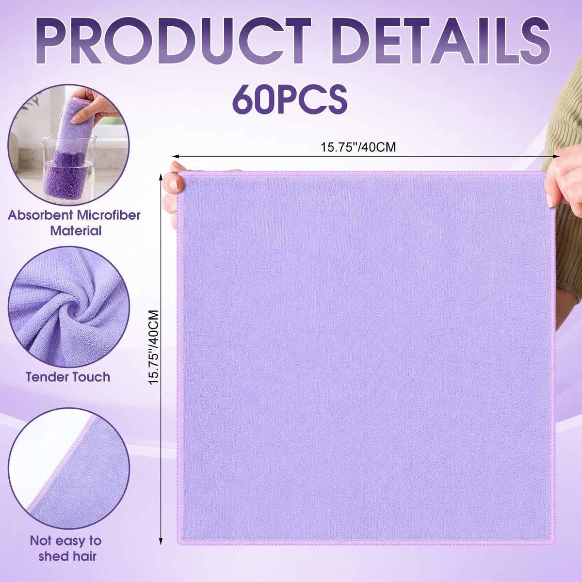60 Pcs Microfiber Cleaning Cloths for Cars Ultra Absorbent Car Towels Drying Reusable Cleaning Supplies House Kitchen Window Microfiber Towel (60 Count)