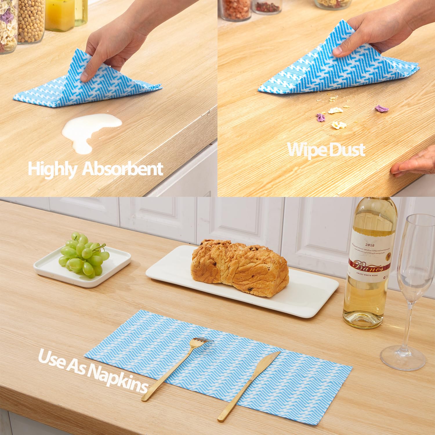 Disposable Cleaning Cloths Dry Handi Wipes Reusable Dish Cloths Multi Use Reusable Cleaning Towels (40 Count)
