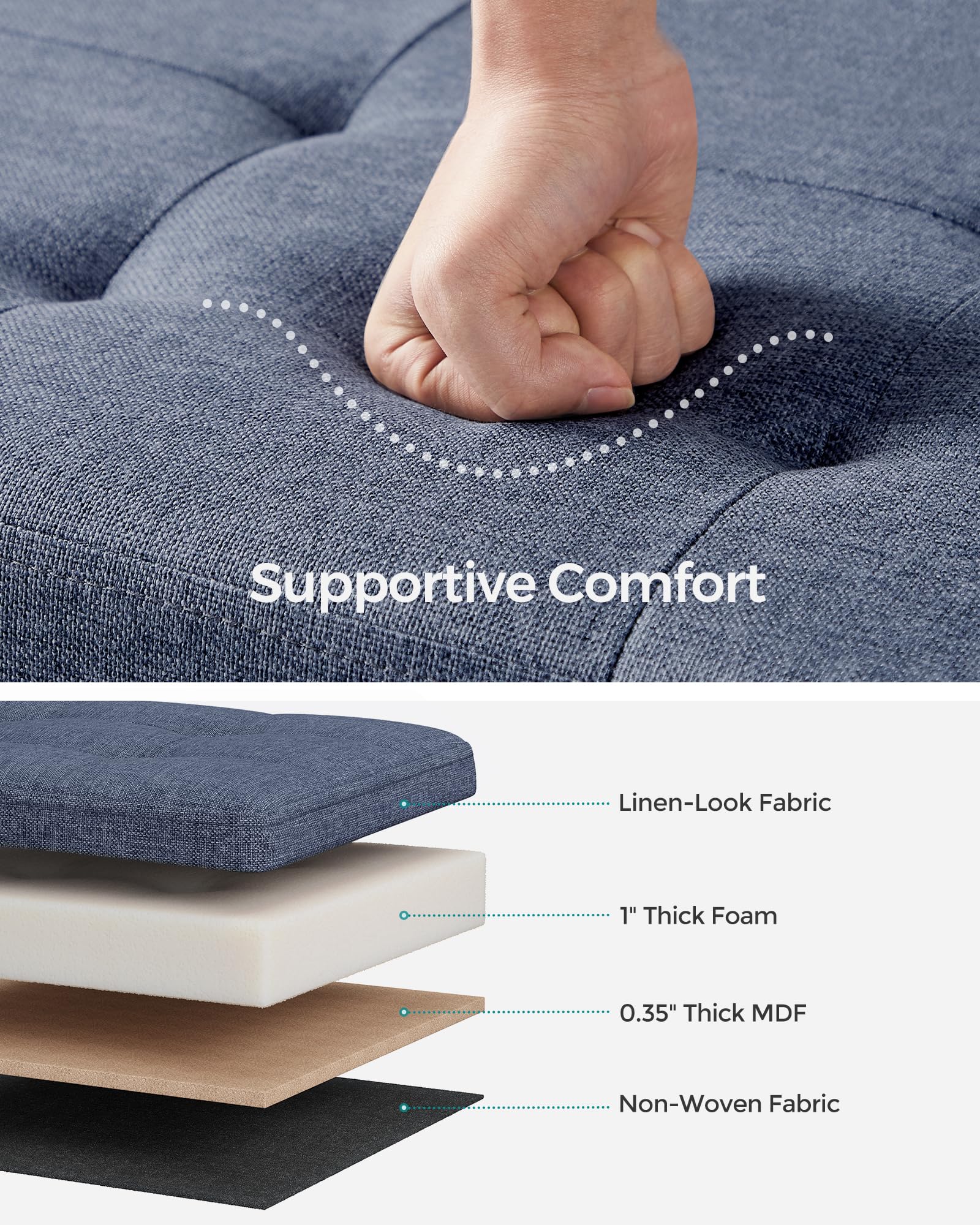 43.3 Inches Folding Storage Ottoman Bench