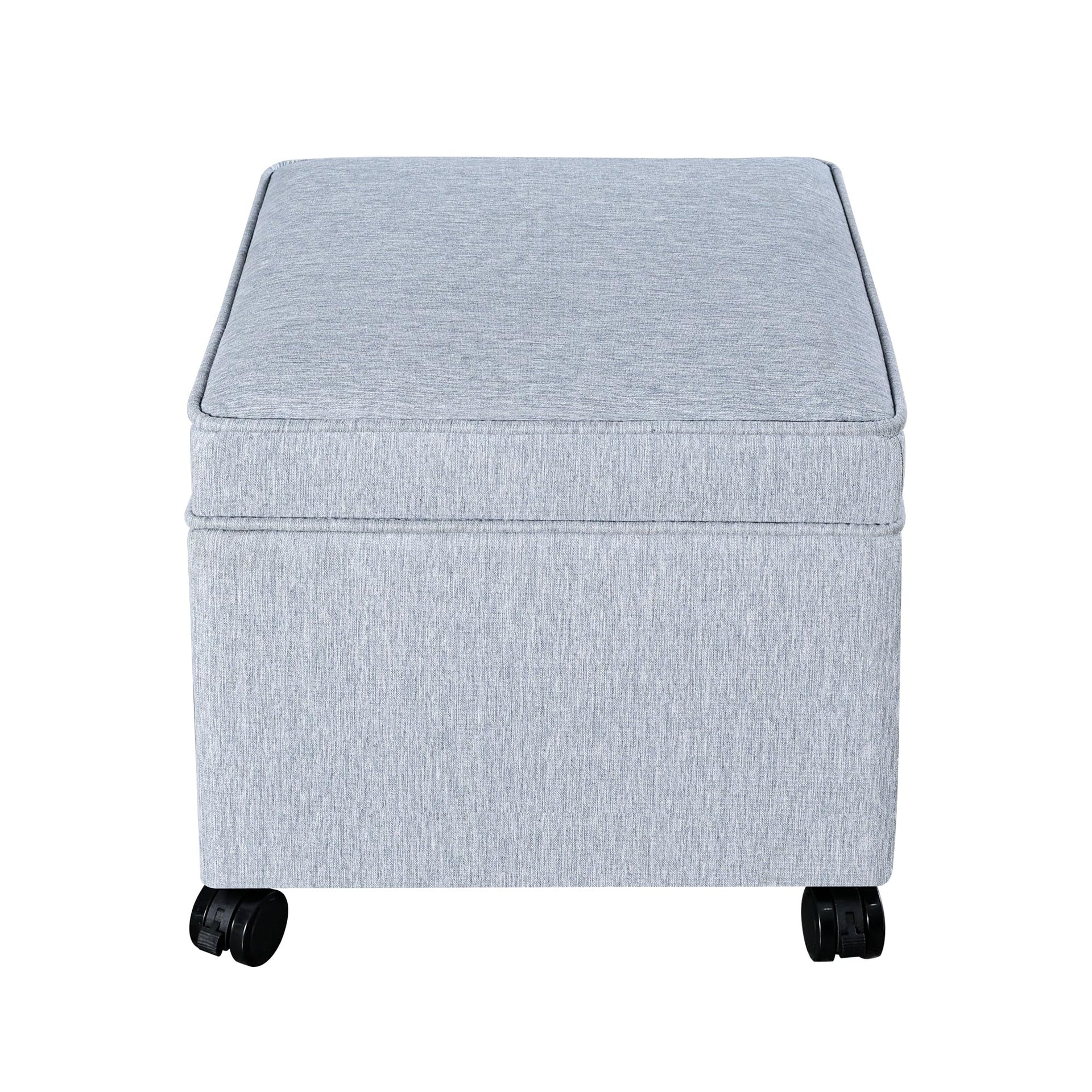 17.5 inch Square Storage Ottoman with Wheels & Flip Top Lid