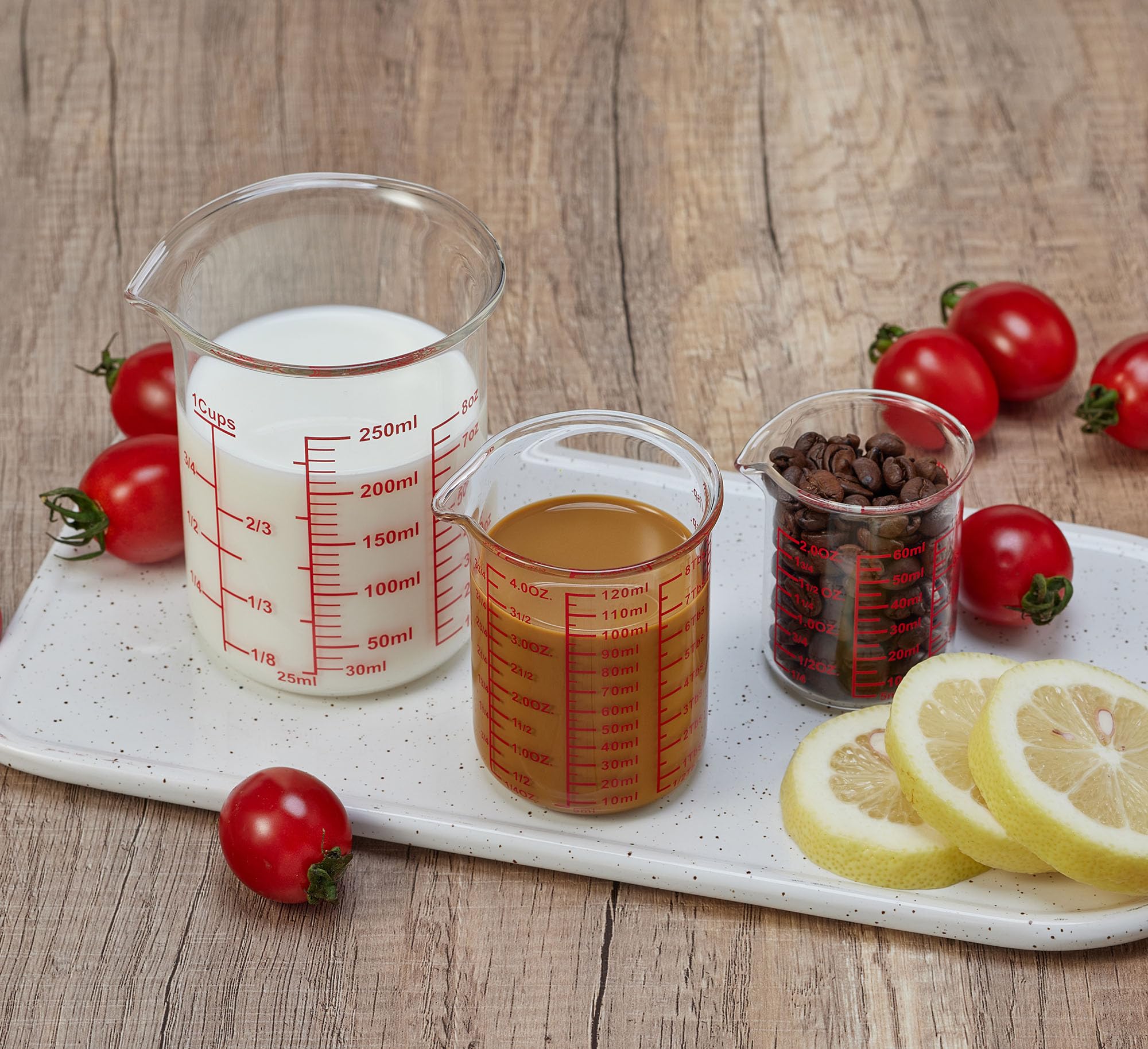 Ackers High Borosilicate Glass Measuring Cup Set with Pour Spout