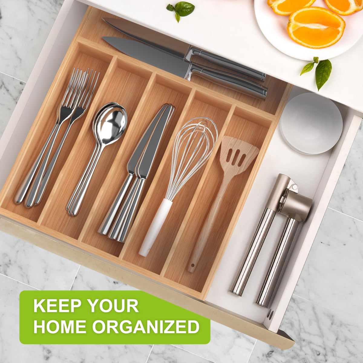 Bamboo Silverware Drawer Tray