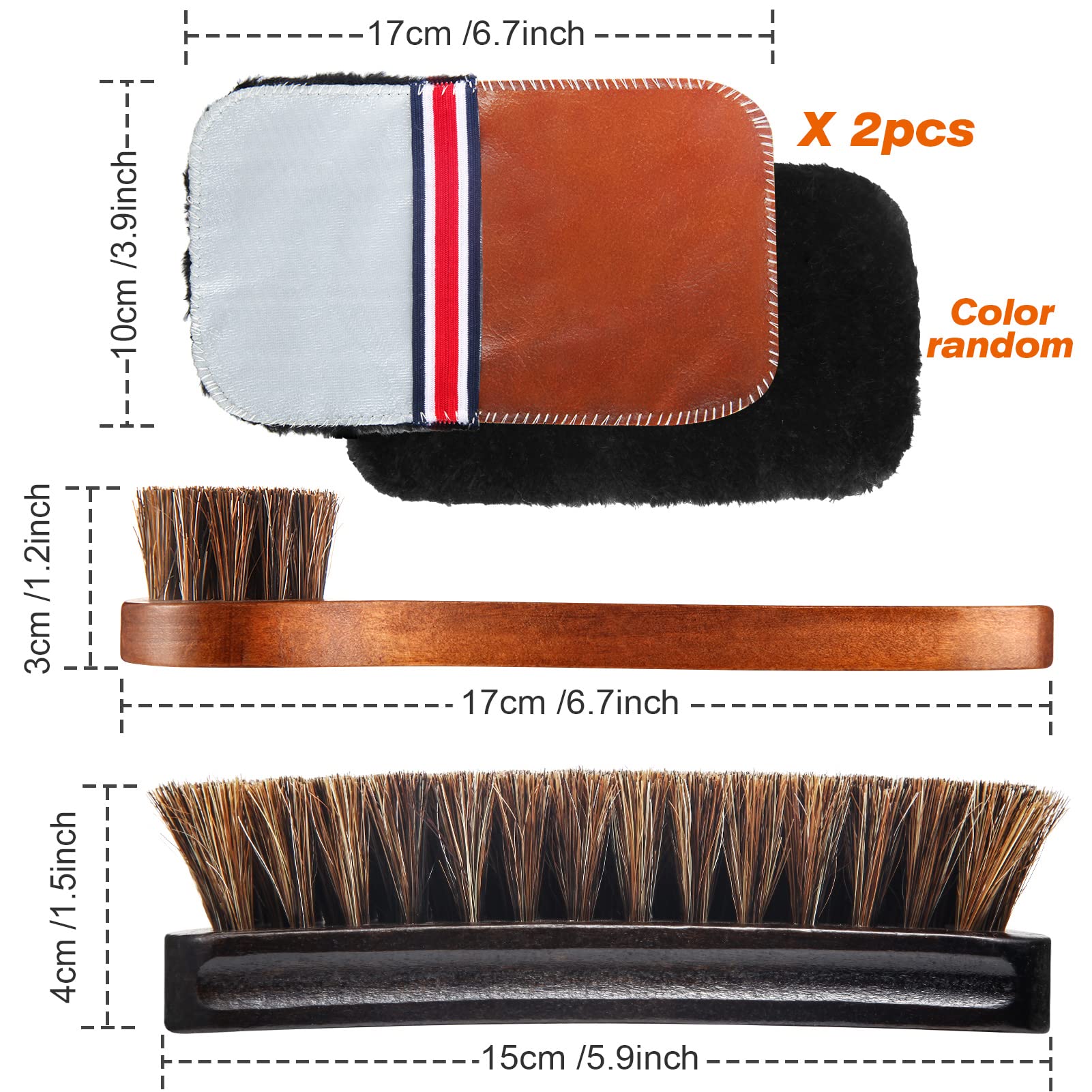 4 Pcs Horsehair Shine Shoes Brush Kit Polish Dauber Applicators Cleaning Leather Shoes Boots Care Brushes Suede Cleaner Brush with Microfiber Shoe Gloves (2.49 Count)