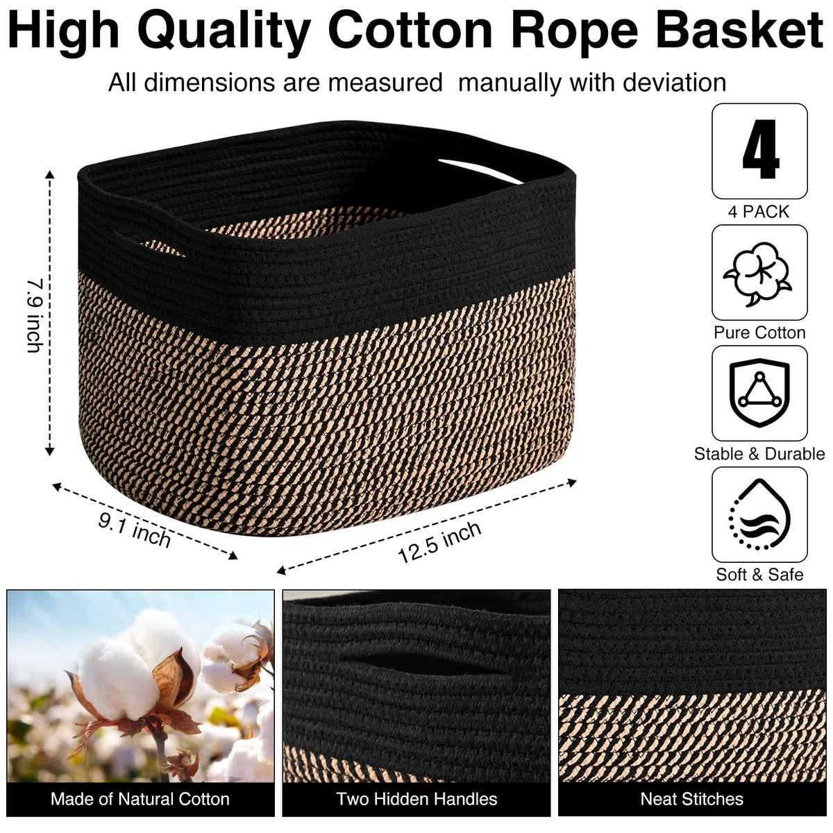 Storage Baskets for Shelves Organizing (4 Count)