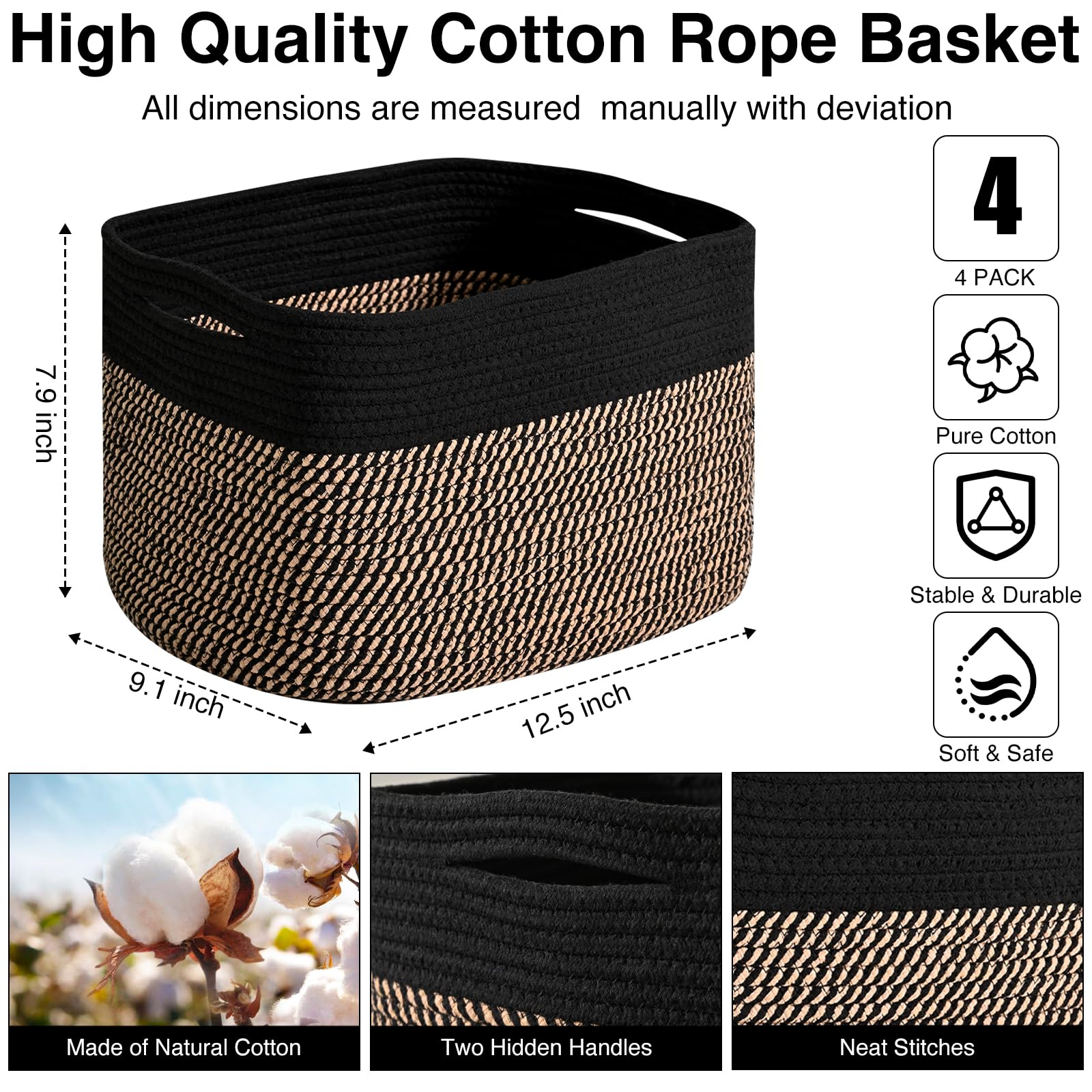 Storage Baskets for Shelves Organizing (4 Count)
