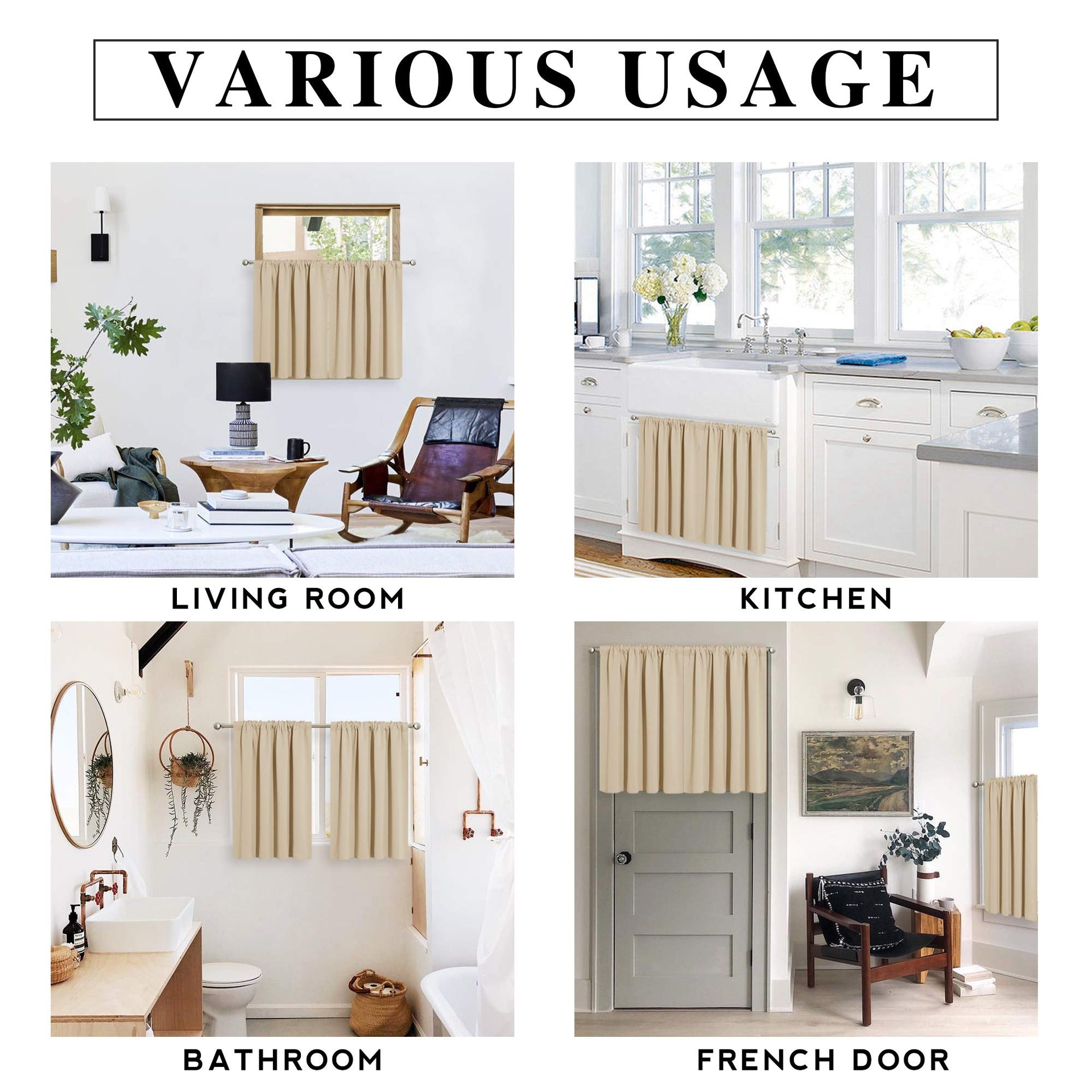 Short Privacy Curtains 30 inch Long for Bathroom Window
