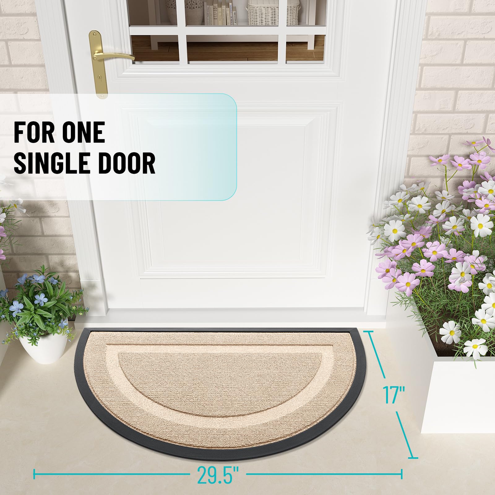 Half Circle Front Door Mat Outside 29.5x17 All
