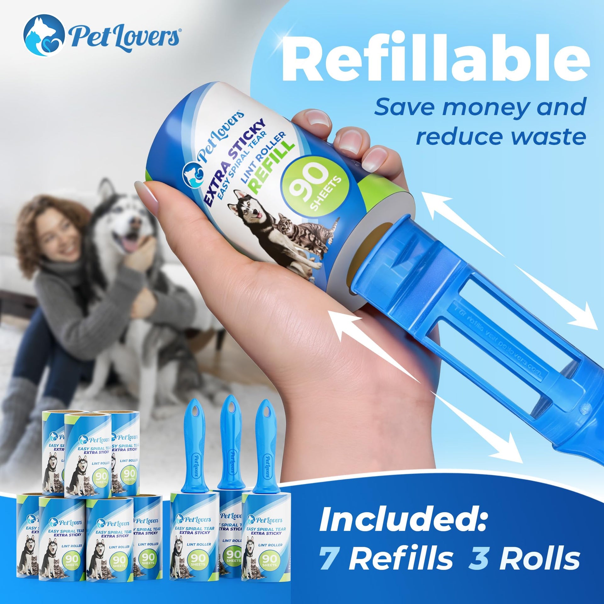 Extra Sticky Lint Roller Mega Value Set 900 Sheets for Pet Hair Removal and Clothes (900 Count)