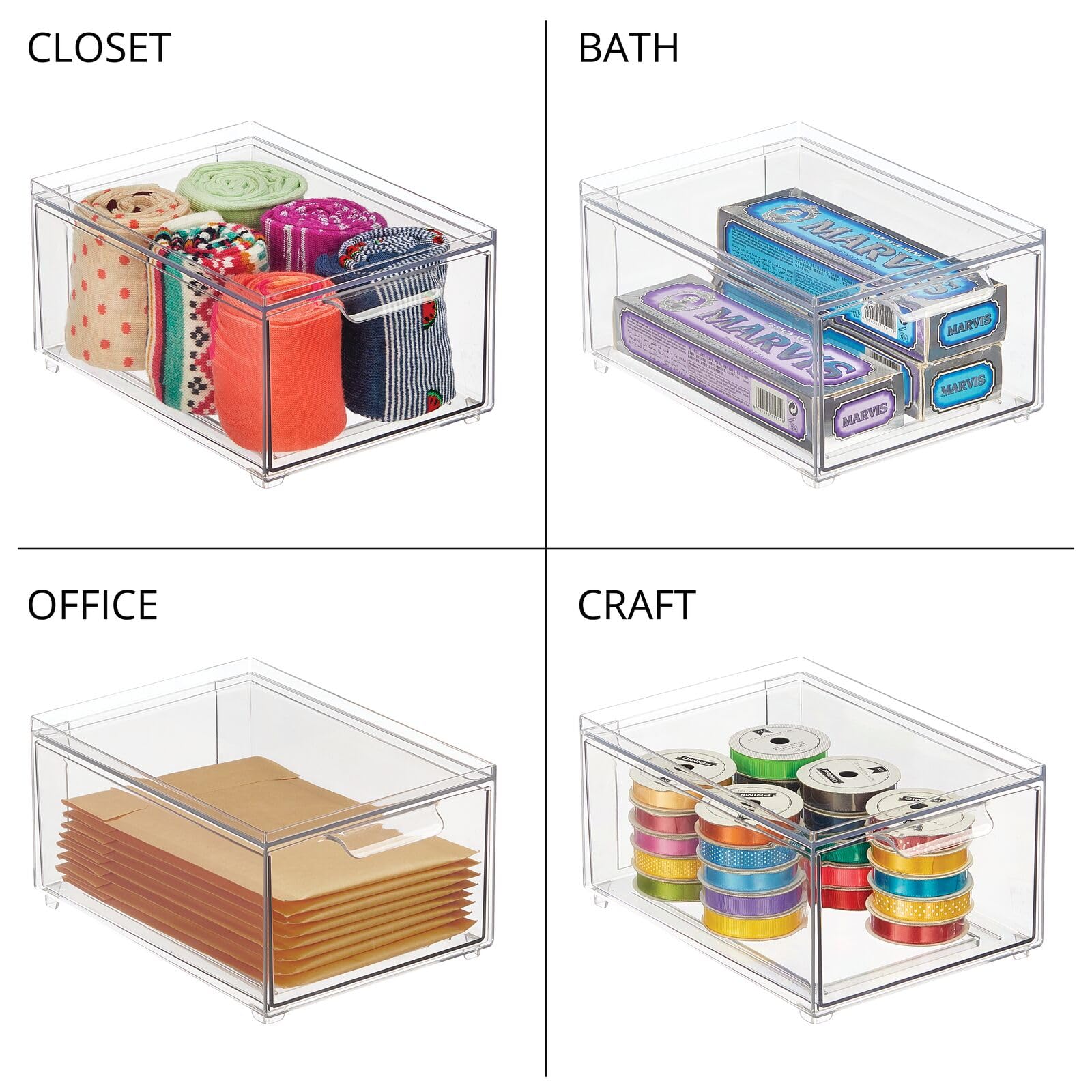 Stackable Storage Containers Box with Pull (2 Count)