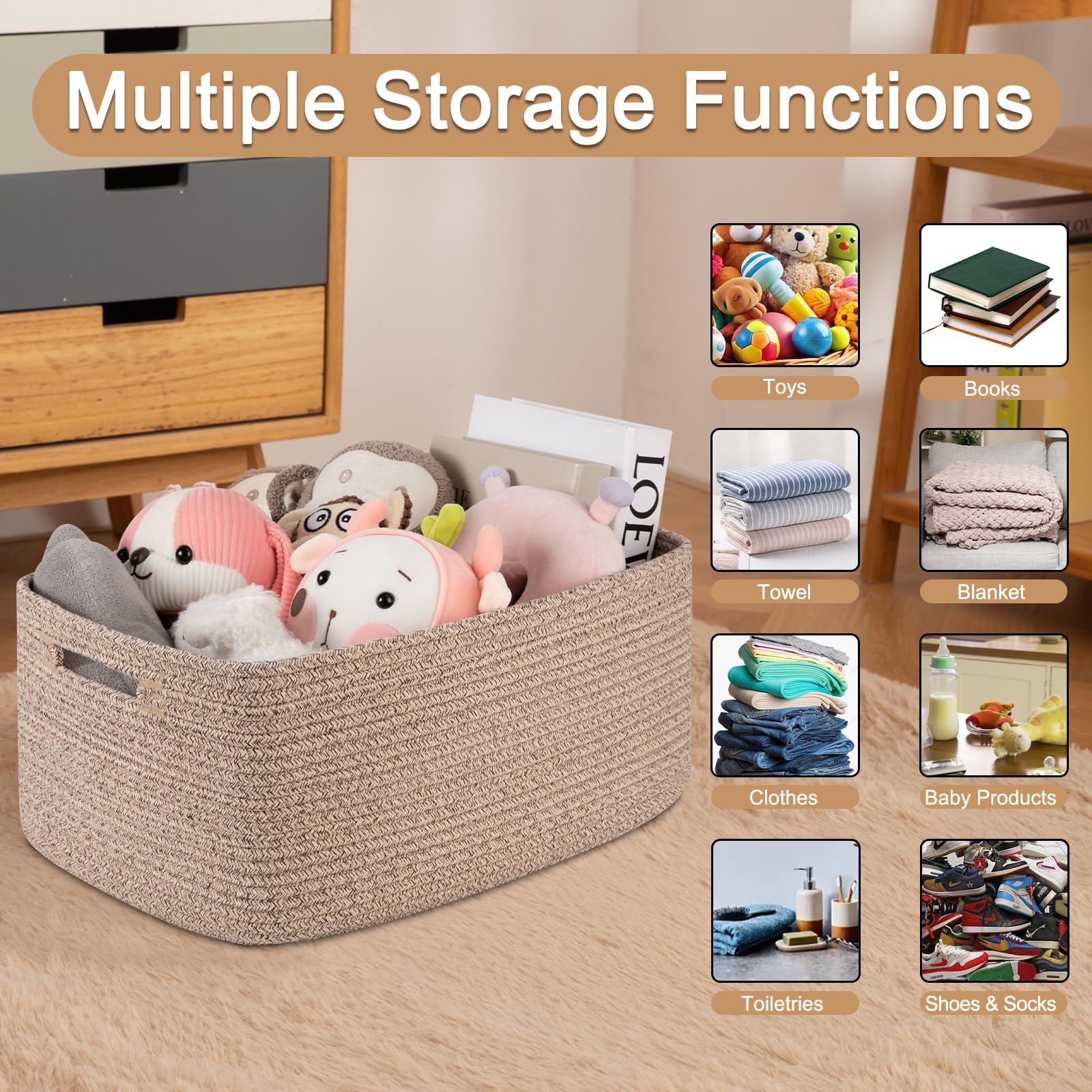 Large Storage Basket for Organizing (2 Count)