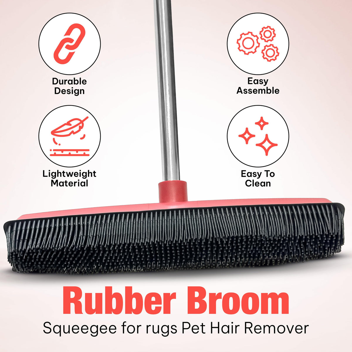 Hybrid Dog Pet Hair Removal Broom with Squeegee