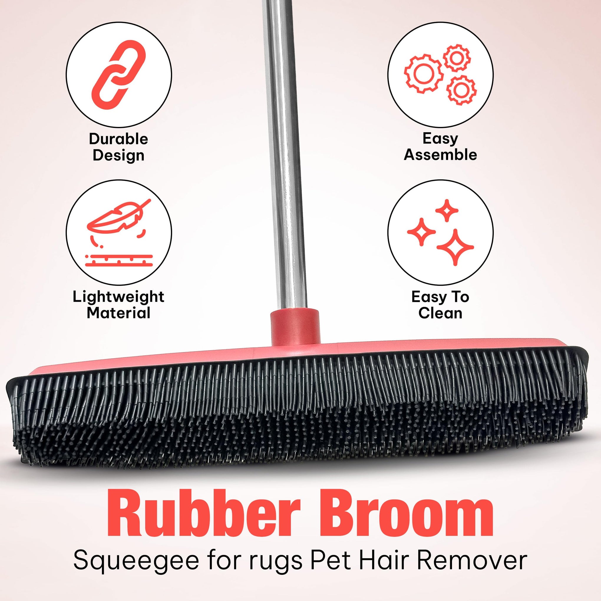 Hybrid Dog Pet Hair Removal Broom with Squeegee