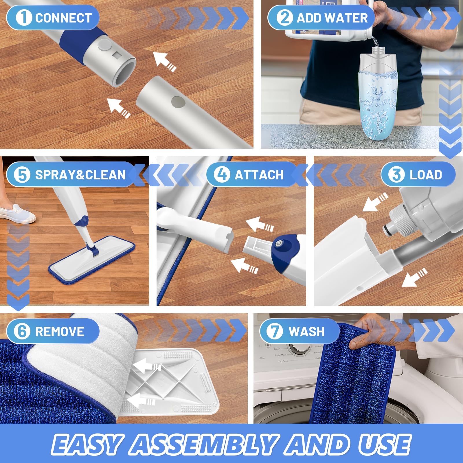 Microfiber Flat Mop with Sprayer
