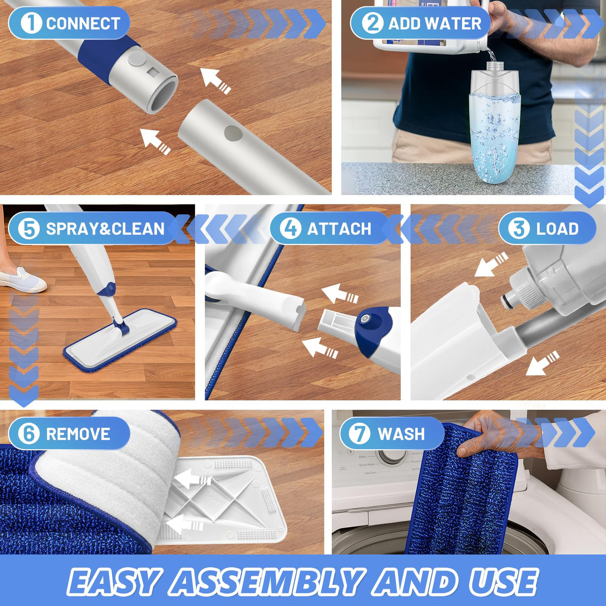 Microfiber Flat Mop with Sprayer