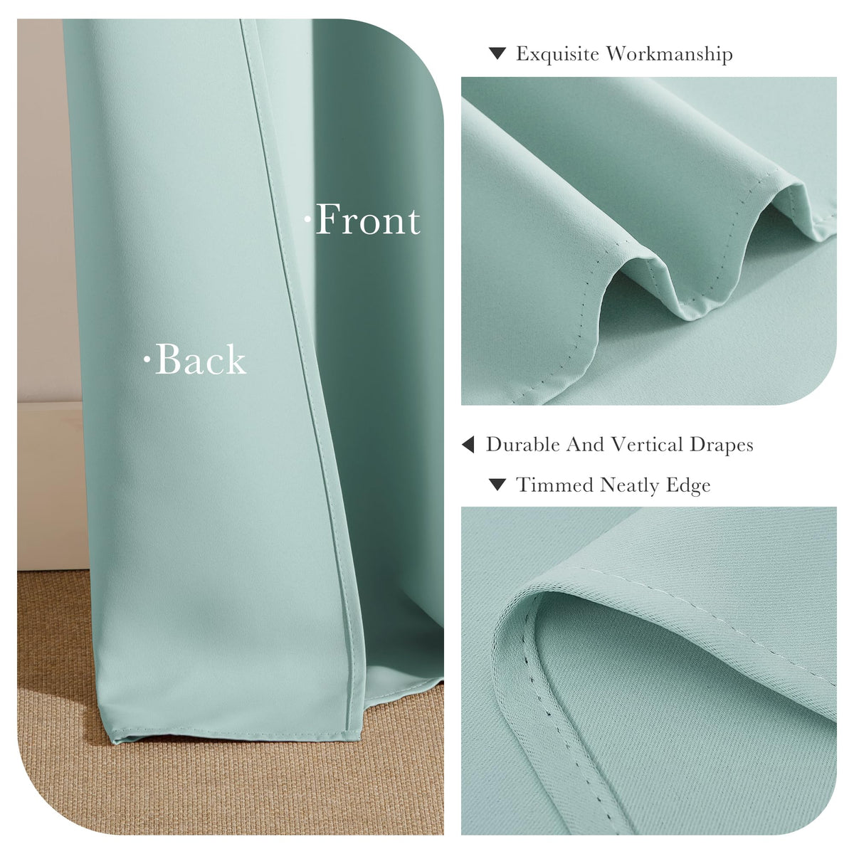 Aqua Blackout Curtains 80 inch Long 2 Panels Set (2 Count)