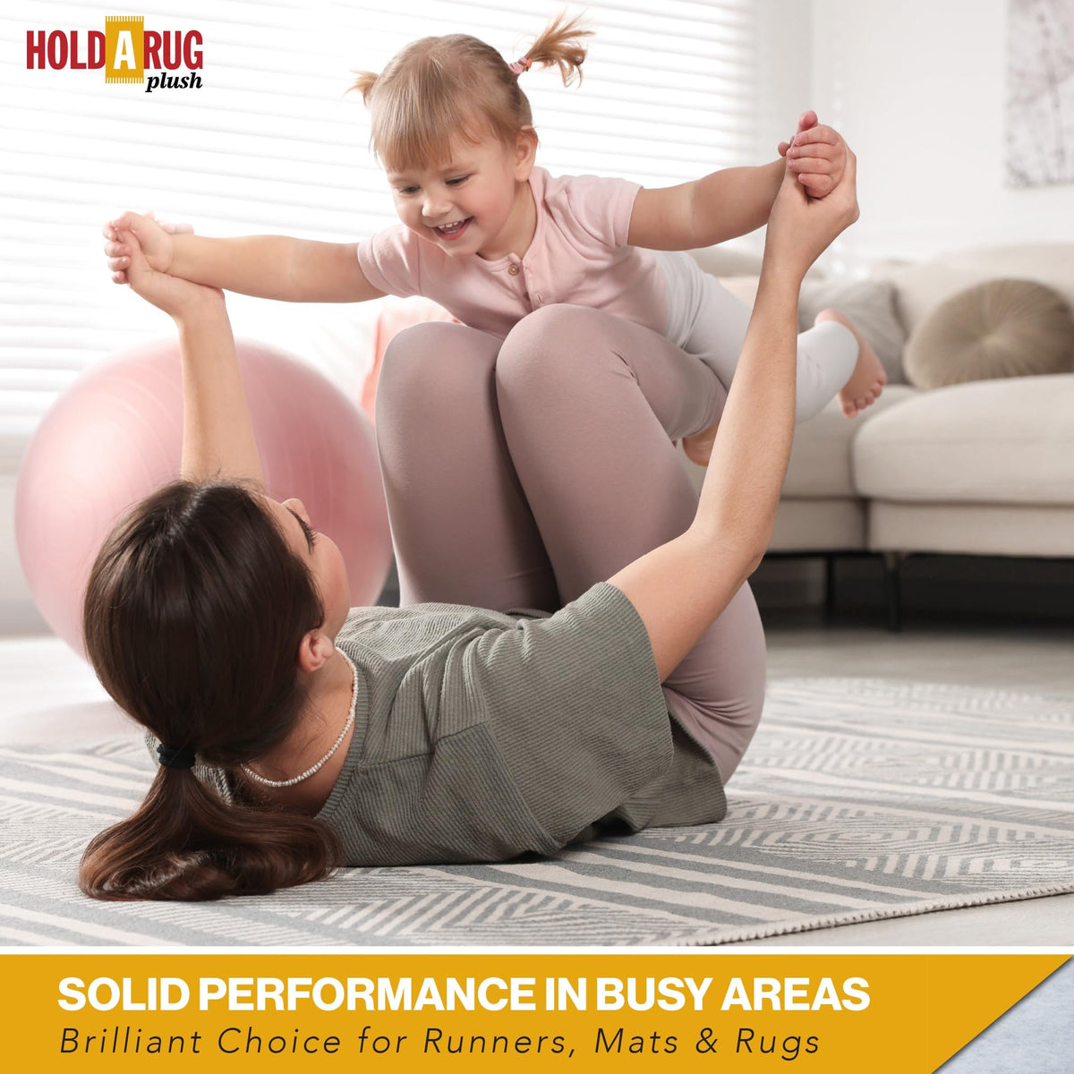 Hold-a-Rug Plush 3' x 5' Nonskid, Nonslip Rug Pad, Reversible Gripper, ¼ Thick, Safe for All Floors and Carpet, Keep Area Rugs Secure (15 Sq Ft)