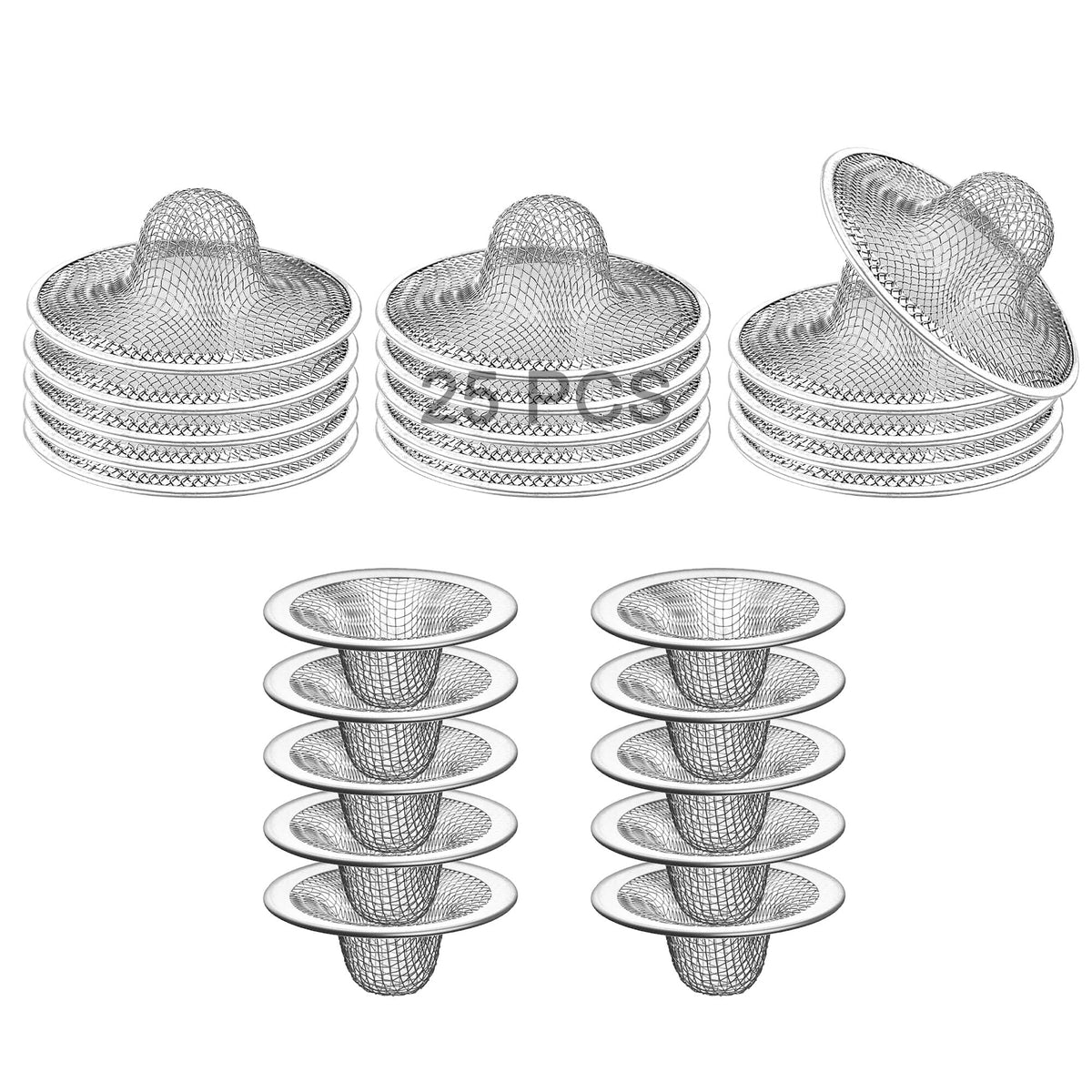 25PCS Bathroom Mesh Sink Drain Strainer (25 Count)