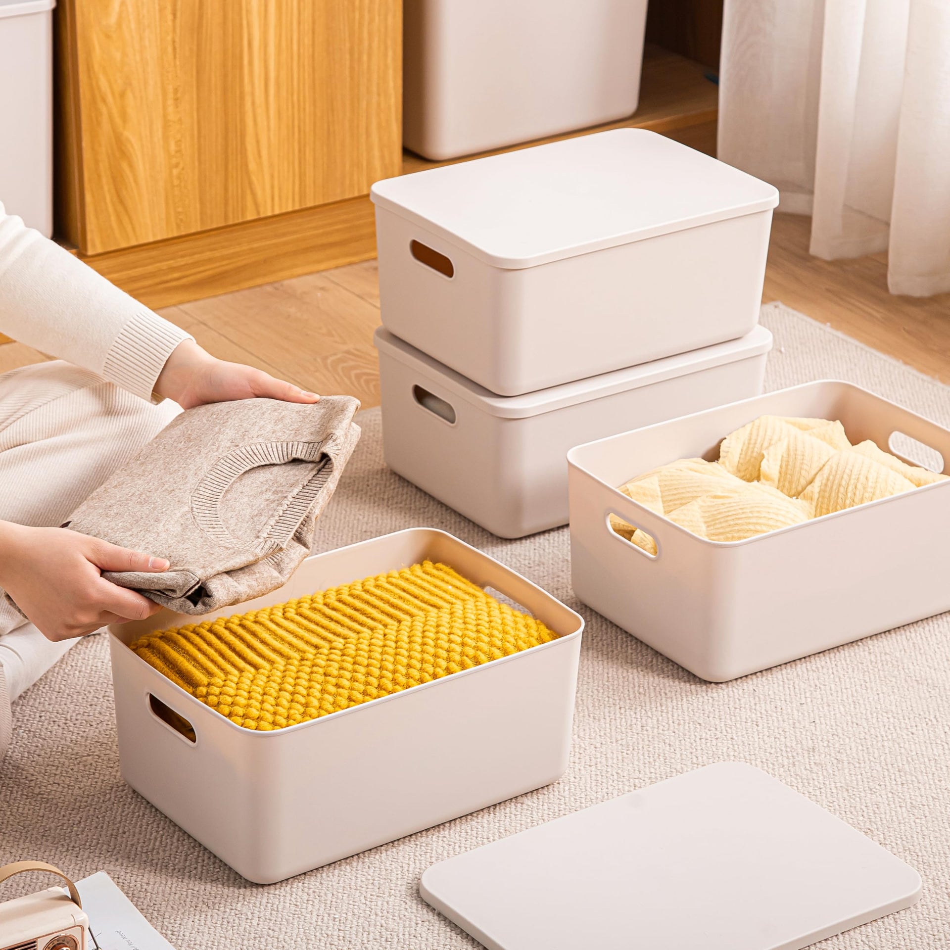 Plastic Storage Bins with lids (3 Count)