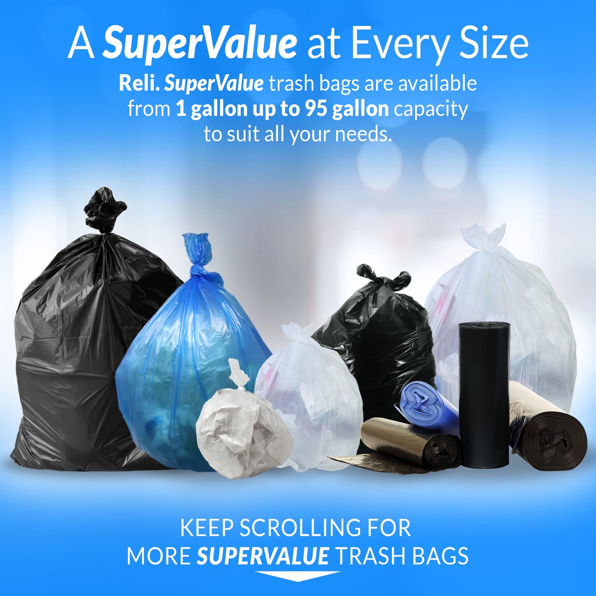 6 10 Gallon Trash Bags (1000 Count)
