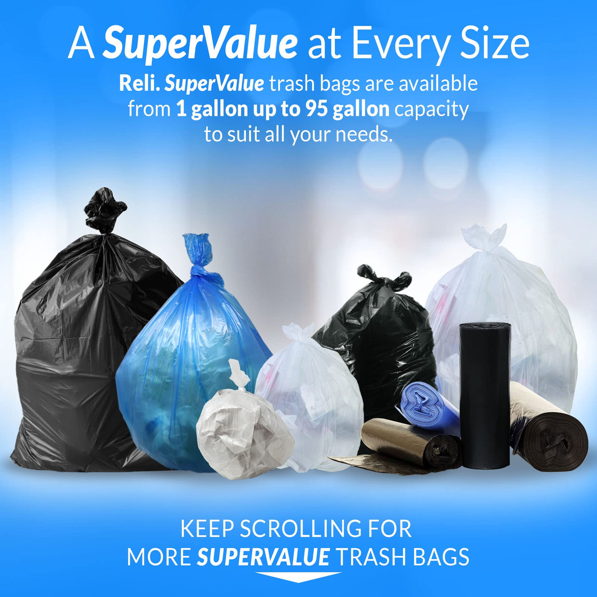 6 10 Gallon Trash Bags (1000 Count)