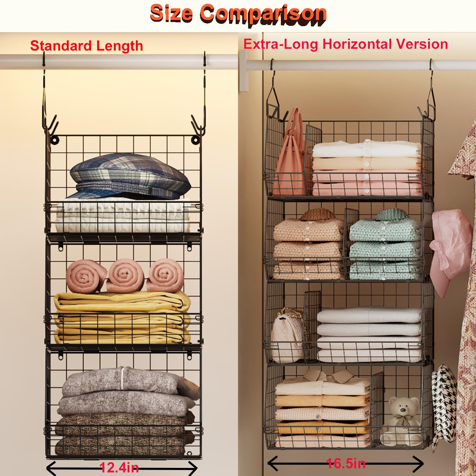 4 Tier Hanging Closet Organizer with Dividers (4 Count)