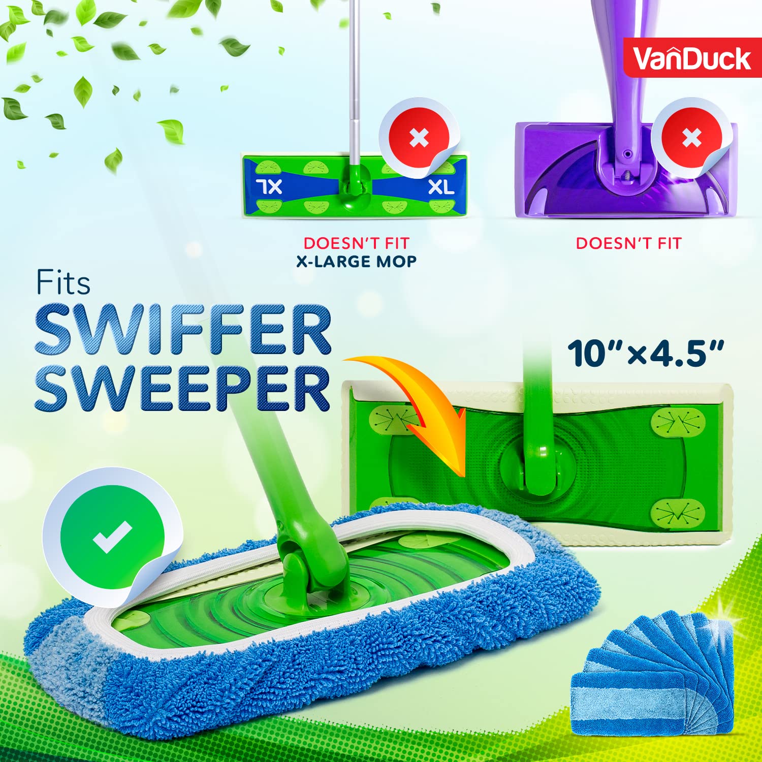 Reusable Microfiber Mop Pads for Swiffer Sweeper (2 Count)