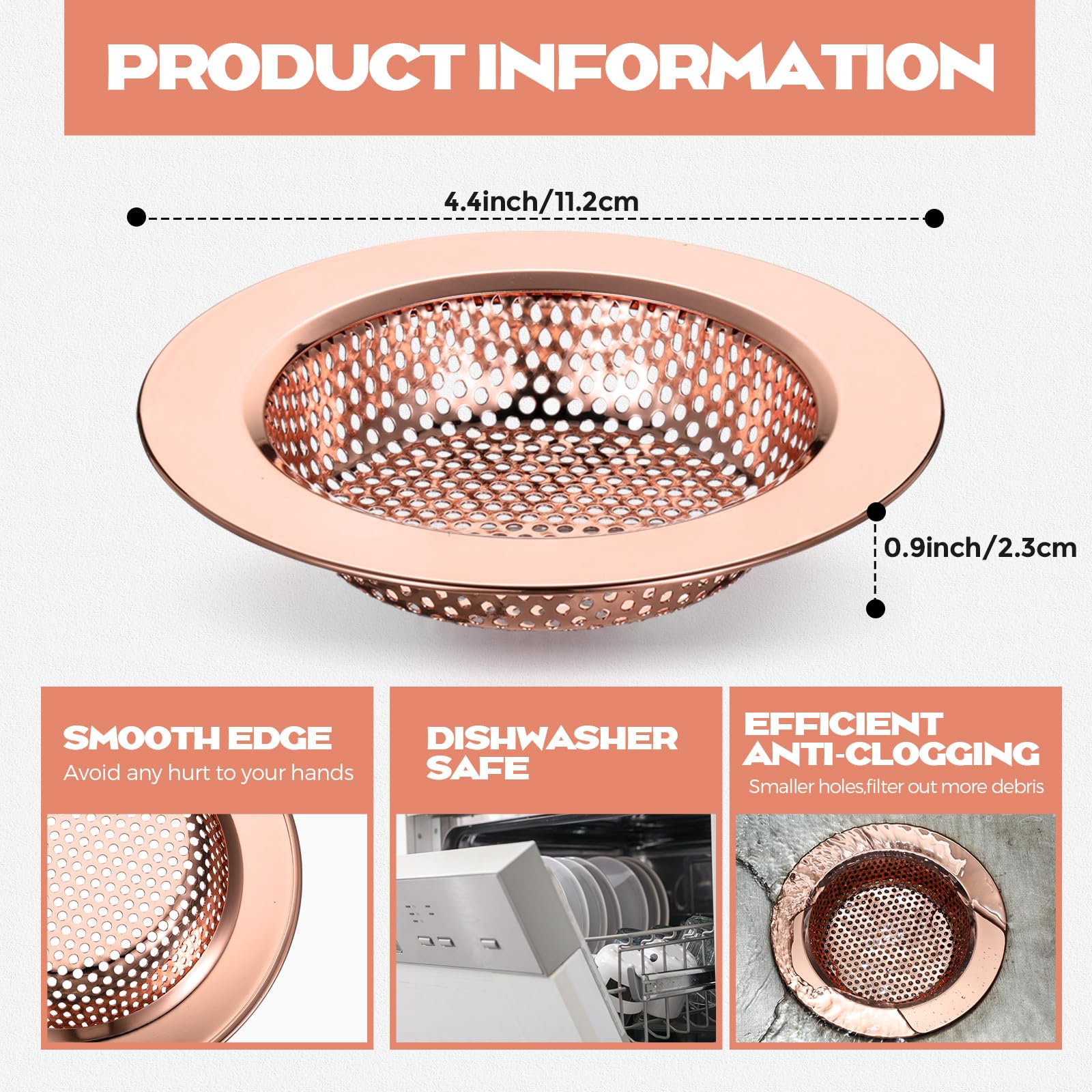 2 Pcs Kitchen Sink Drain Strainer 4.4 Inch (2 Count)